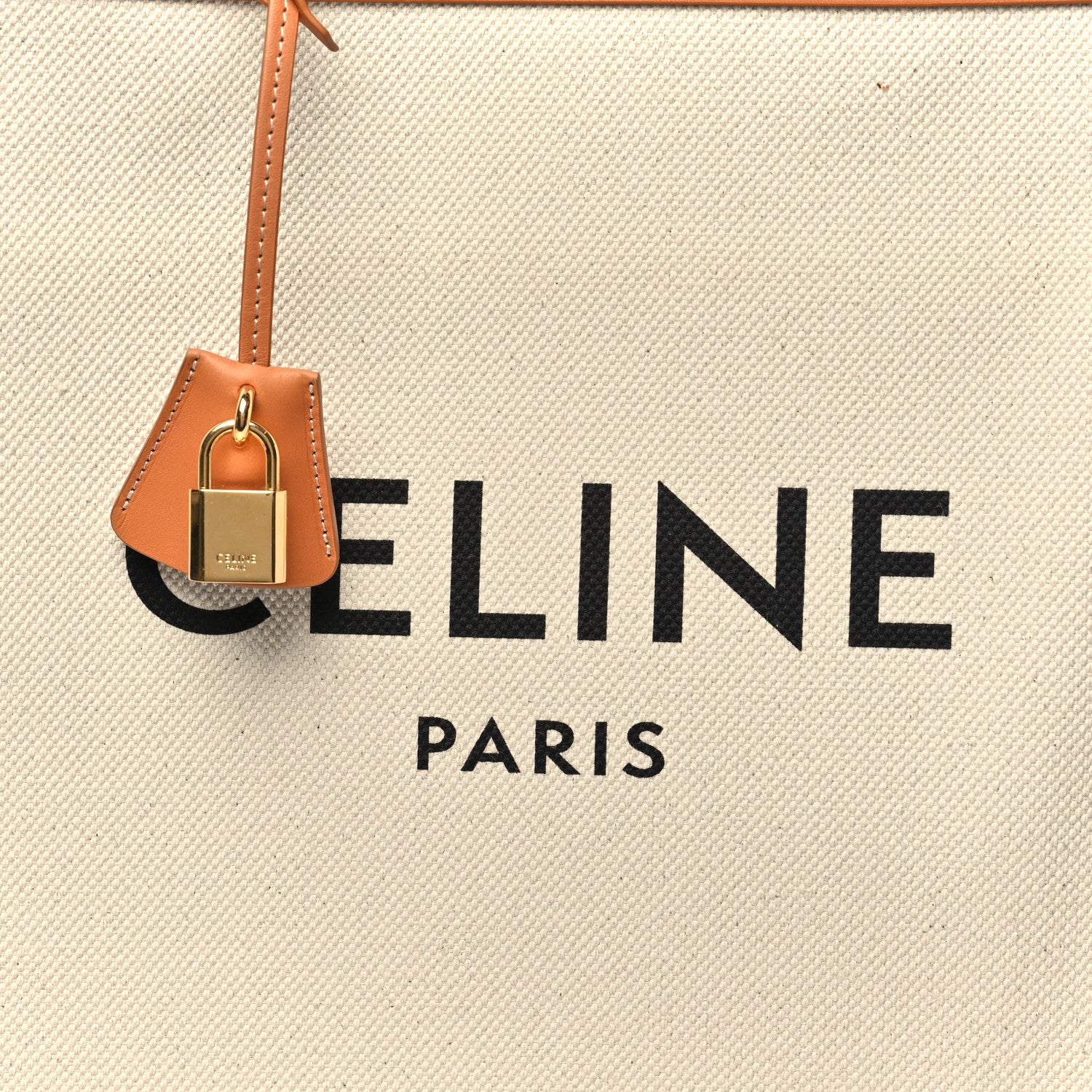 Celine Canvas Calfskin Logo Print Vertical Cabas Natural Tan 8 of 12