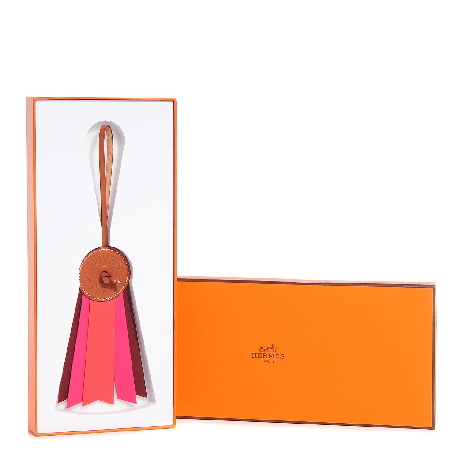 Hermes Hunter Cowhide Milo Lambskin Paddock Flot Bag Charm Rose Jaipur Rose Shocking 5 of 5