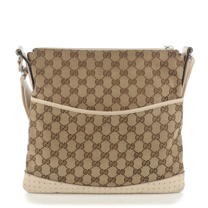 Gucci Monogram Calfskin Perforated Medium Flat Messenger Bag Off White 1 of 10