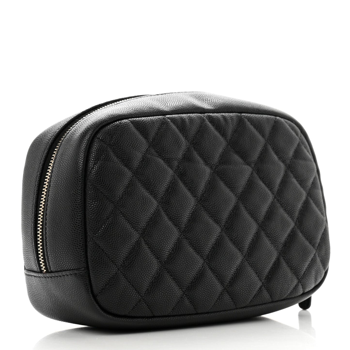 Caviar Quilted Medium Curvy Pouch Cosmetic Case Black