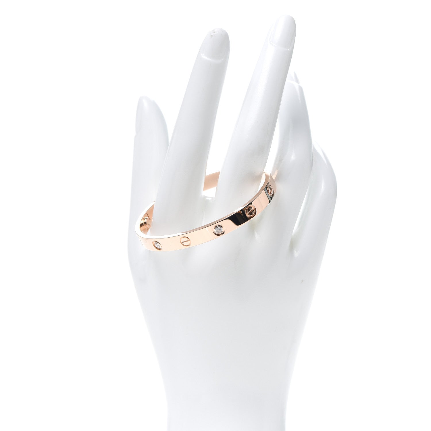 Cartier 18K Pink Gold 4 Diamond LOVE Bracelet 16 2 of 7