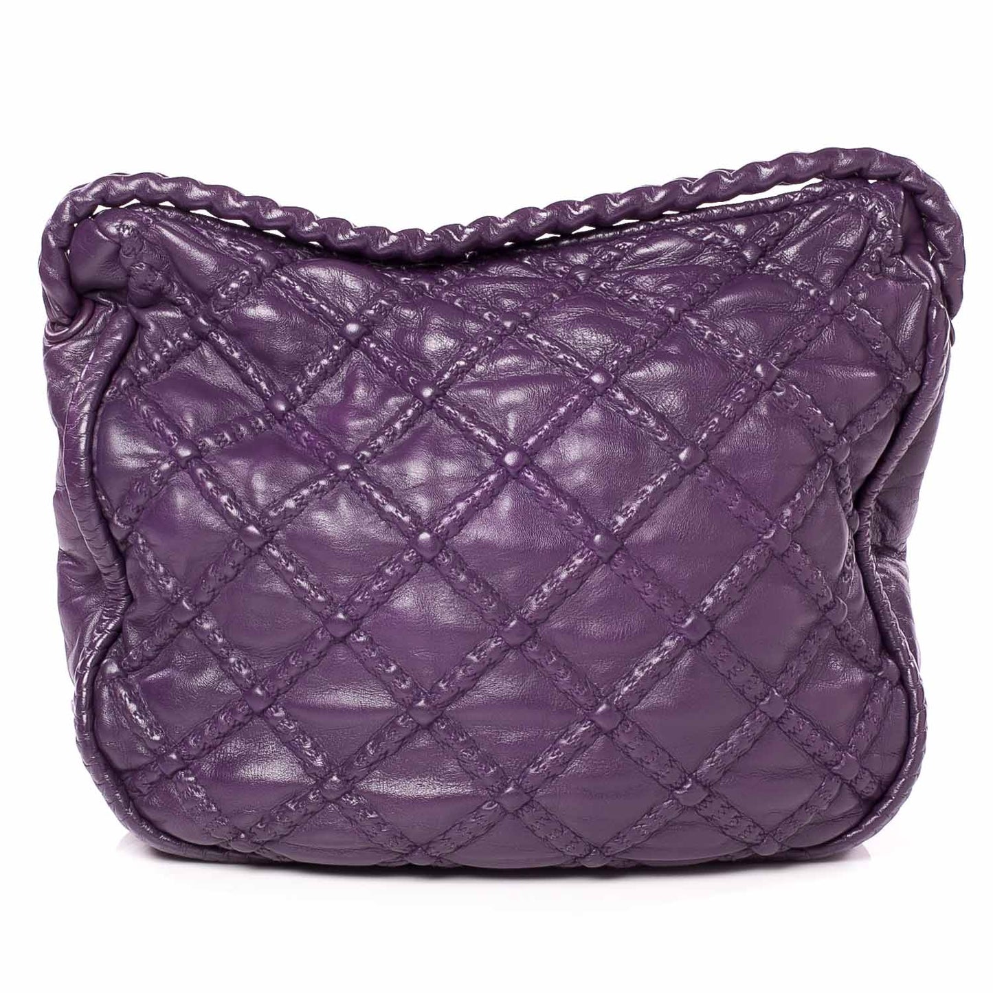 Quilted Lambskin Hidden Chain Hobo Purple