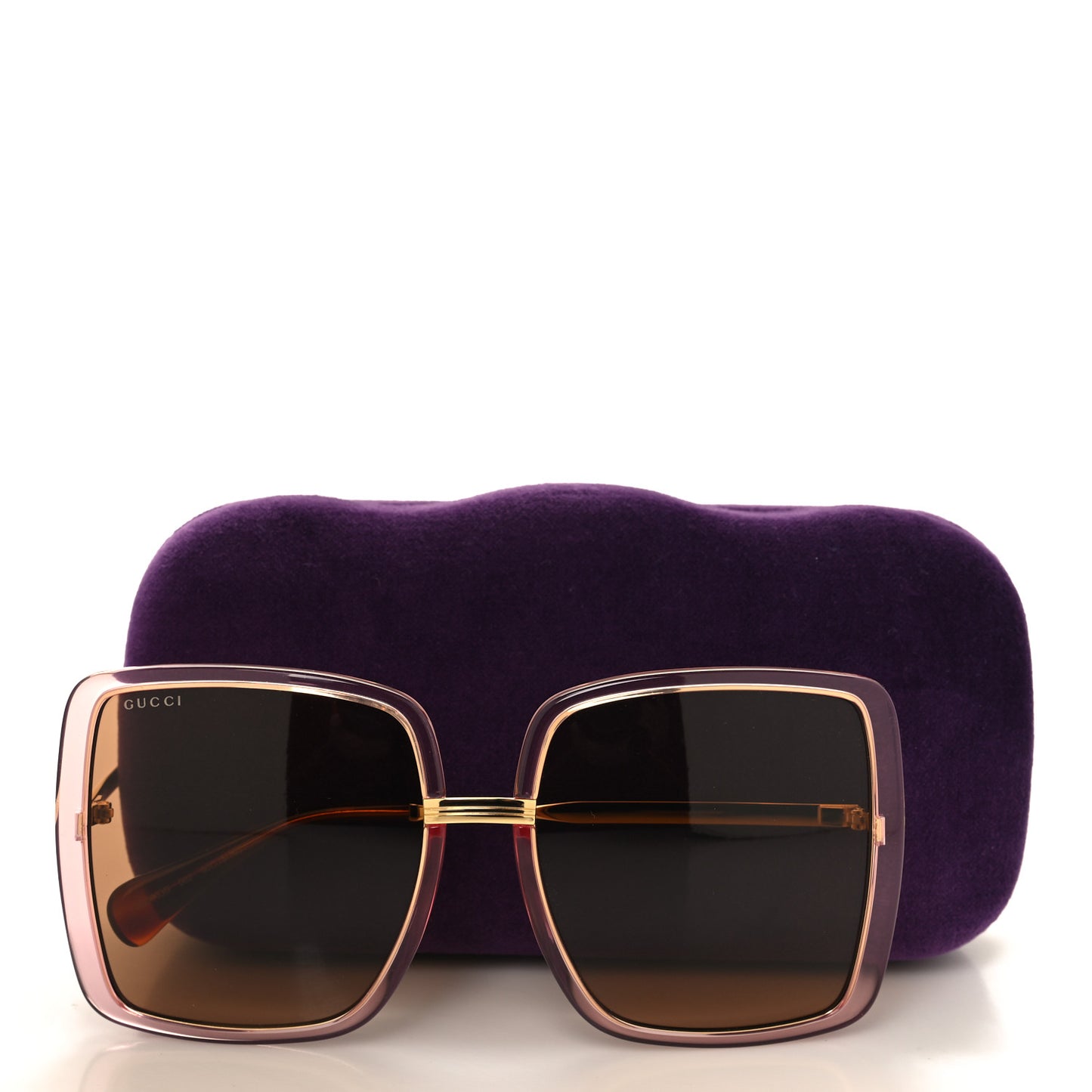 Metal Oversized Sunglasses GG0903S Pink Gold Brown