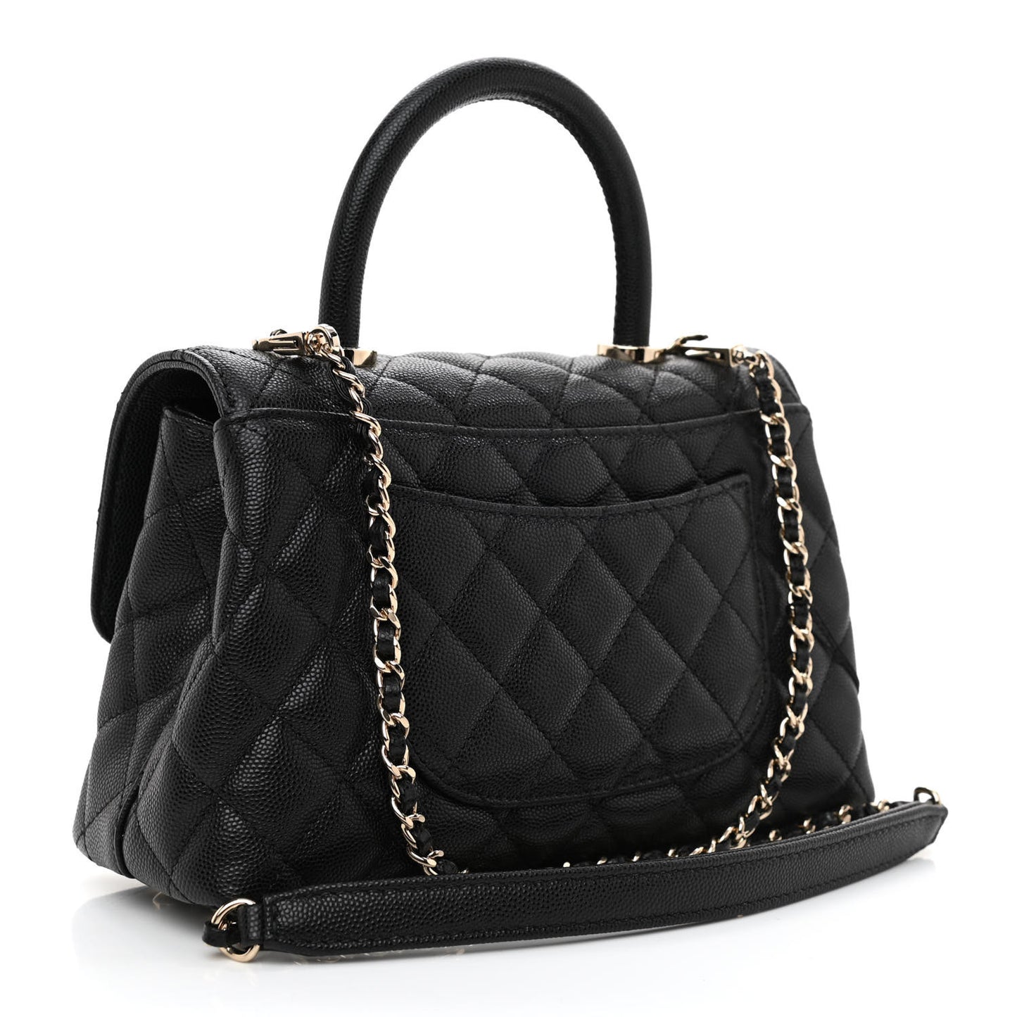 Caviar Quilted Mini Coco Handle Flap Black