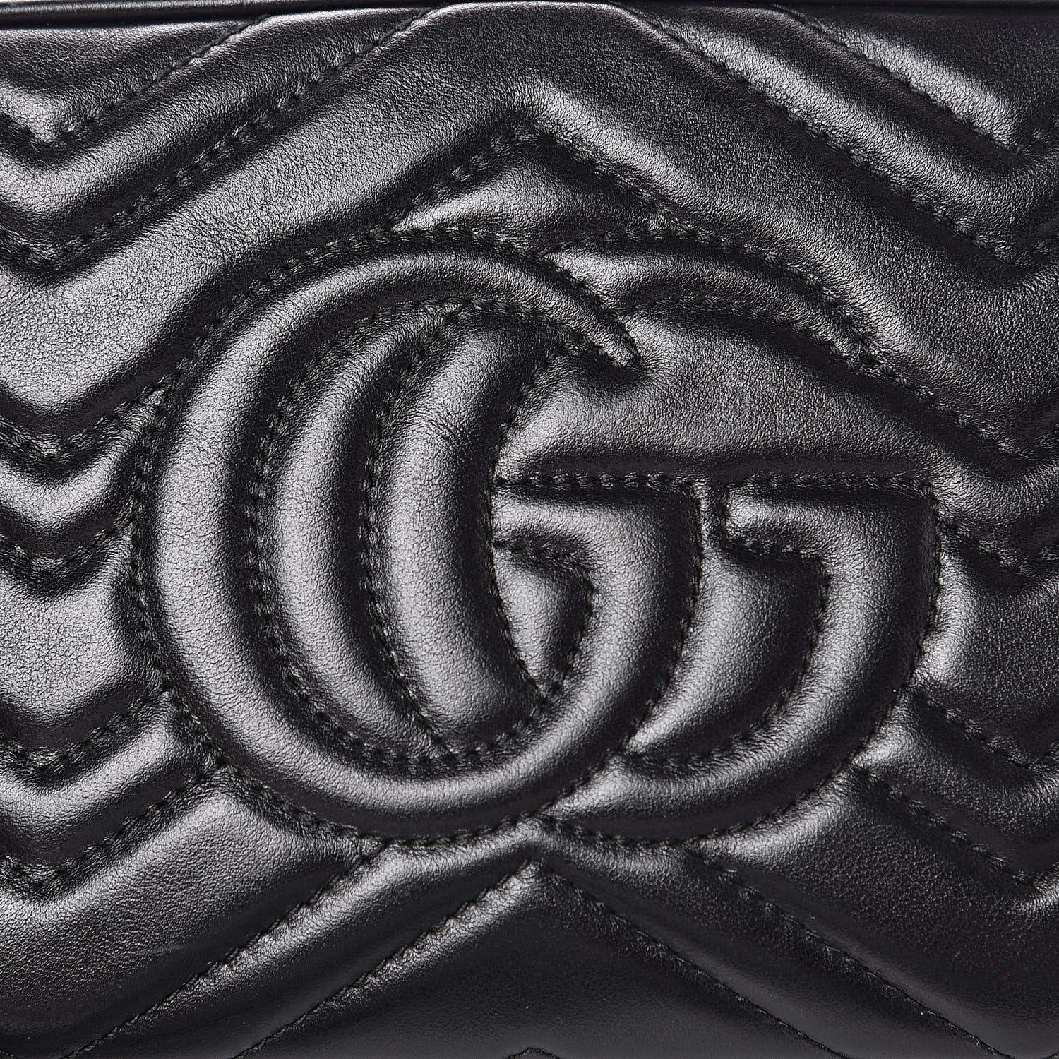 Gucci Calfskin Matelasse Small GG Marmont Chain Shoulder Bag Black 11 of 14