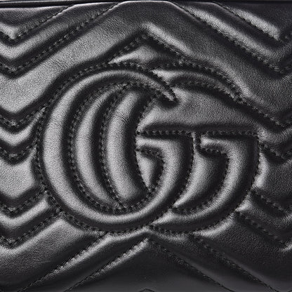 Gucci Calfskin Matelasse Small GG Marmont Chain Shoulder Bag Black 11 of 14
