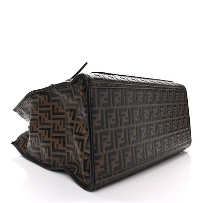 Fendi Vitello Century Wicker Bi-Color FF 1974 Embossed Large Runaway Shopper Tote Maya Black 4 of 12