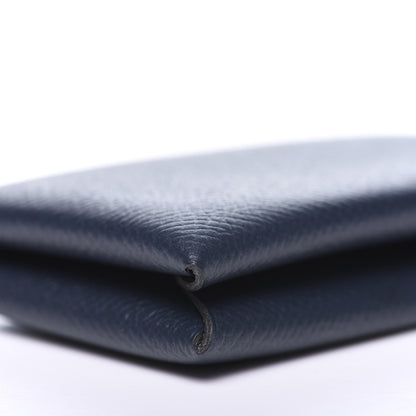 Hermes Epsom Verso Calvi Card Case Bleu Indigo Vert Amande 8 of 9