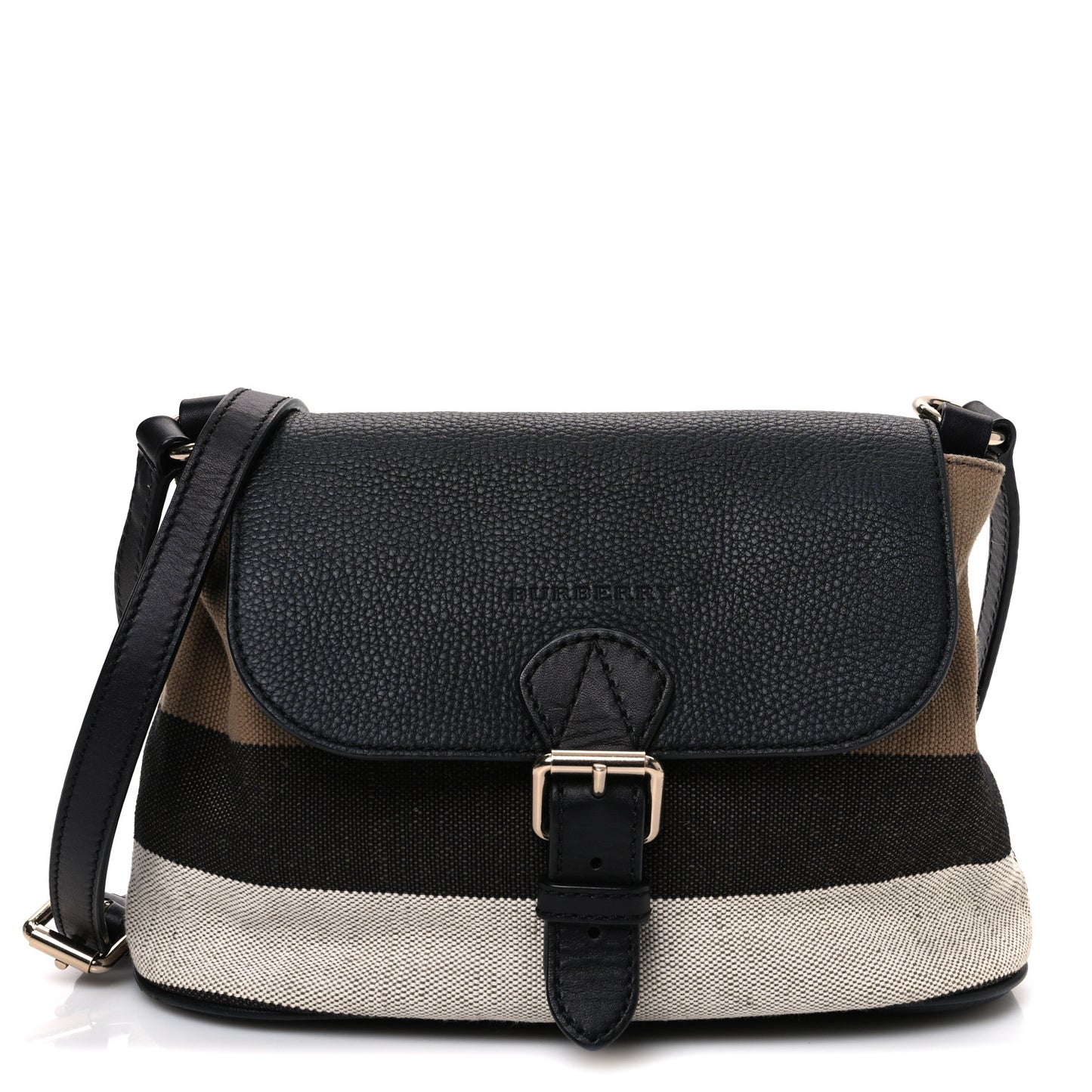 Mega Check Grainy Calfskin Small Gowan Messenger Bag Black
