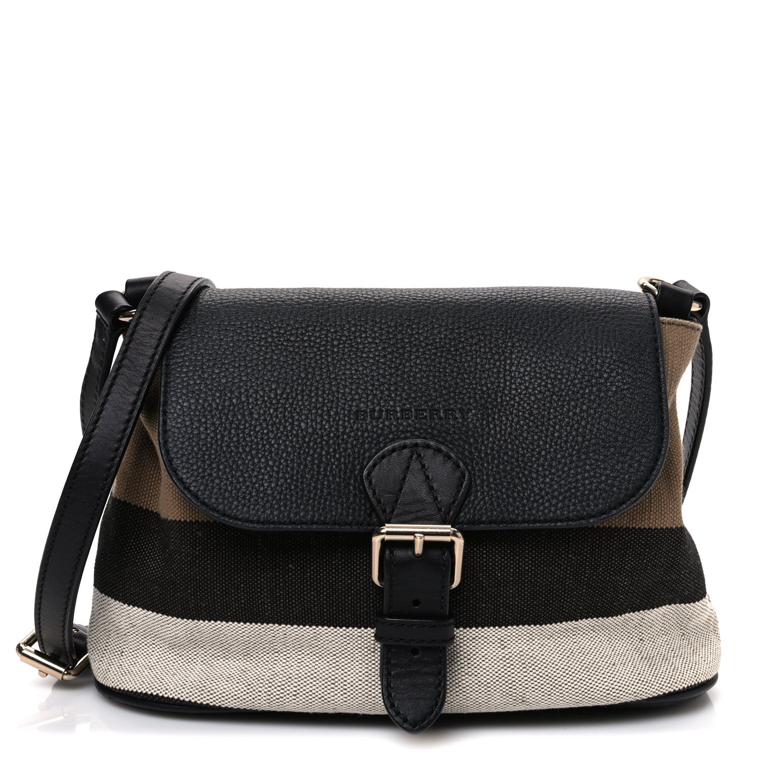 Burberry Mega Check Grainy Calfskin Small Gowan Messenger Bag Black 1 of 11