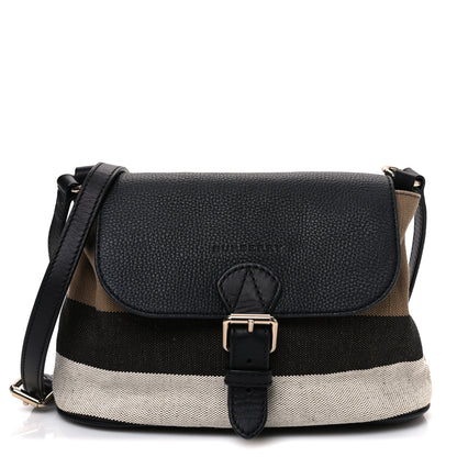 Burberry Mega Check Grainy Calfskin Small Gowan Messenger Bag Black 1 of 11