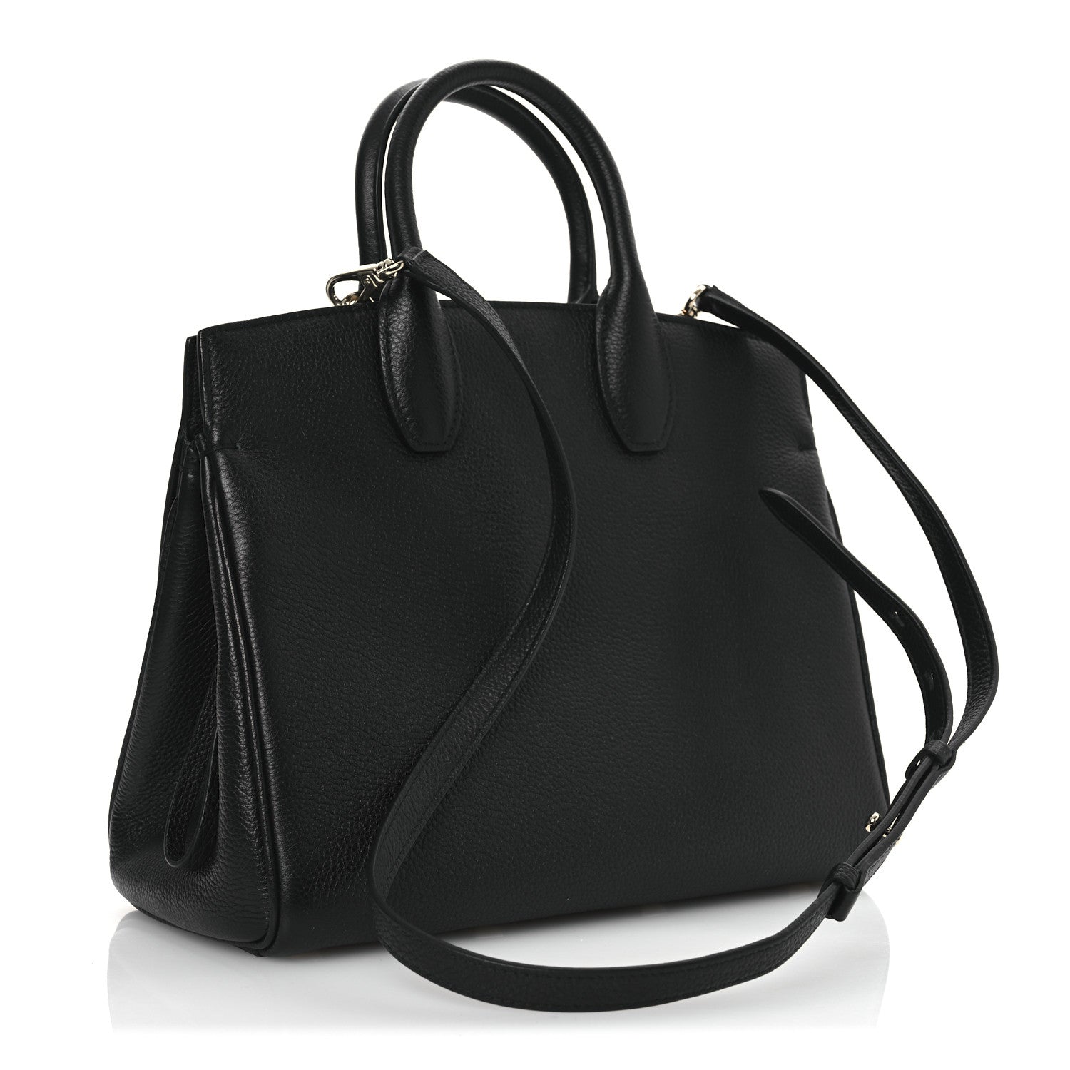 Salvatore Ferragamo Hammered Calfskin The Studio Bag Black 3 of 10