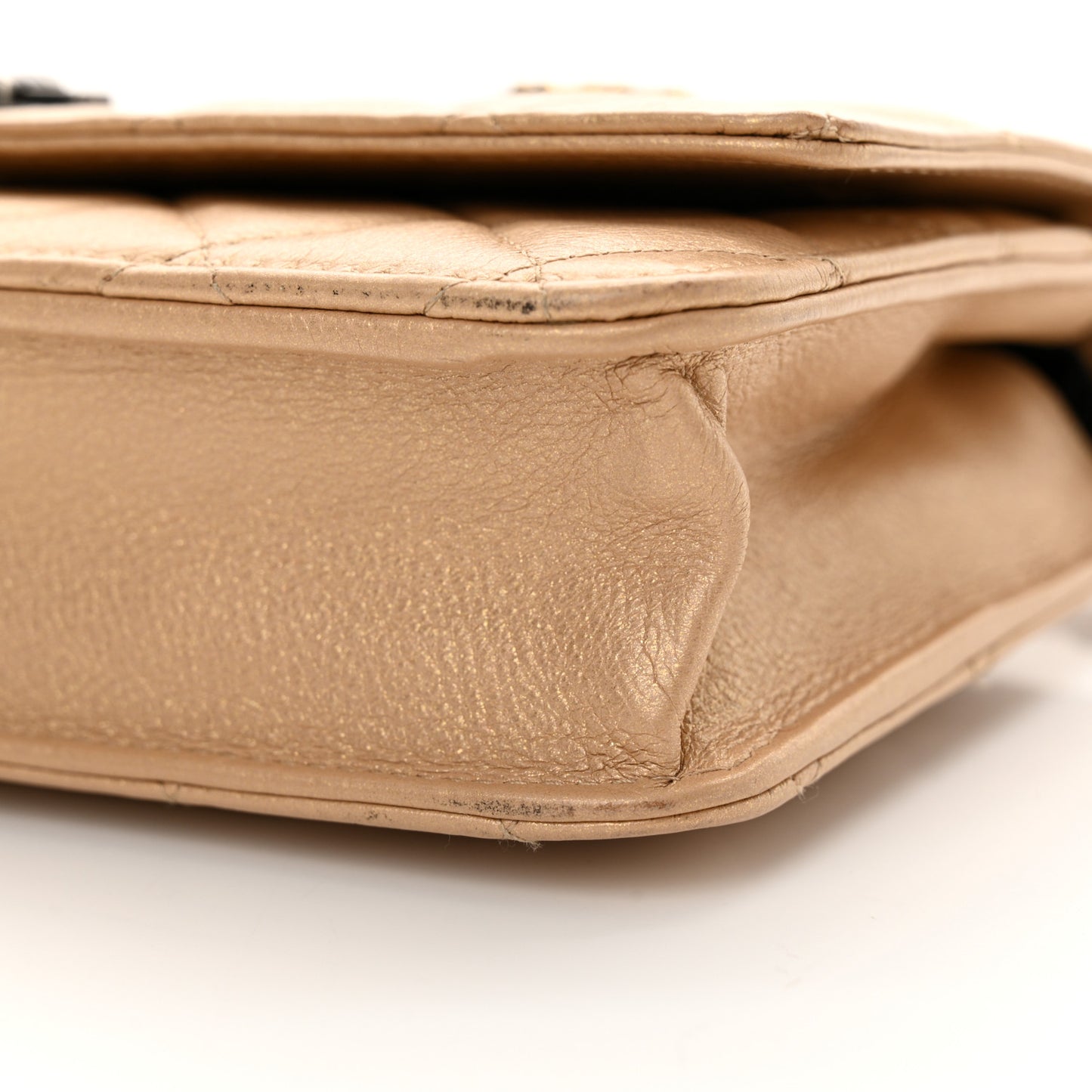 Aged Calfskin Lucky Charms Casino 2.55 Reissue Wallet on Chain WOC Beige