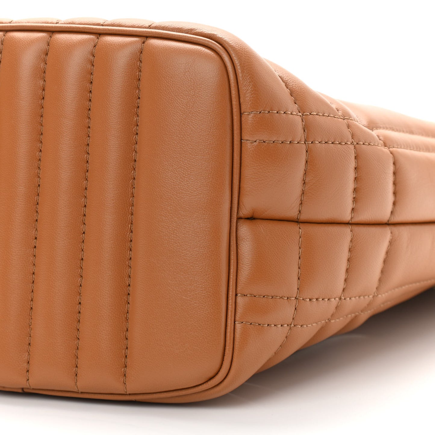 Lambskin Quilted Small Lola Bucket Bag Maple Brown