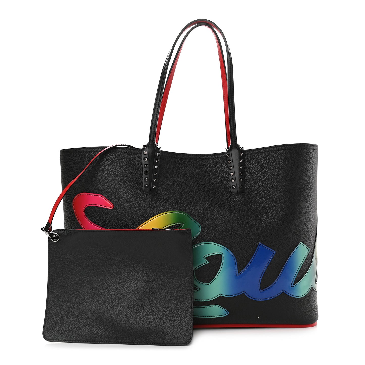 Calfskin Patent Logo Spikes East West Cabata Tote Multicolor