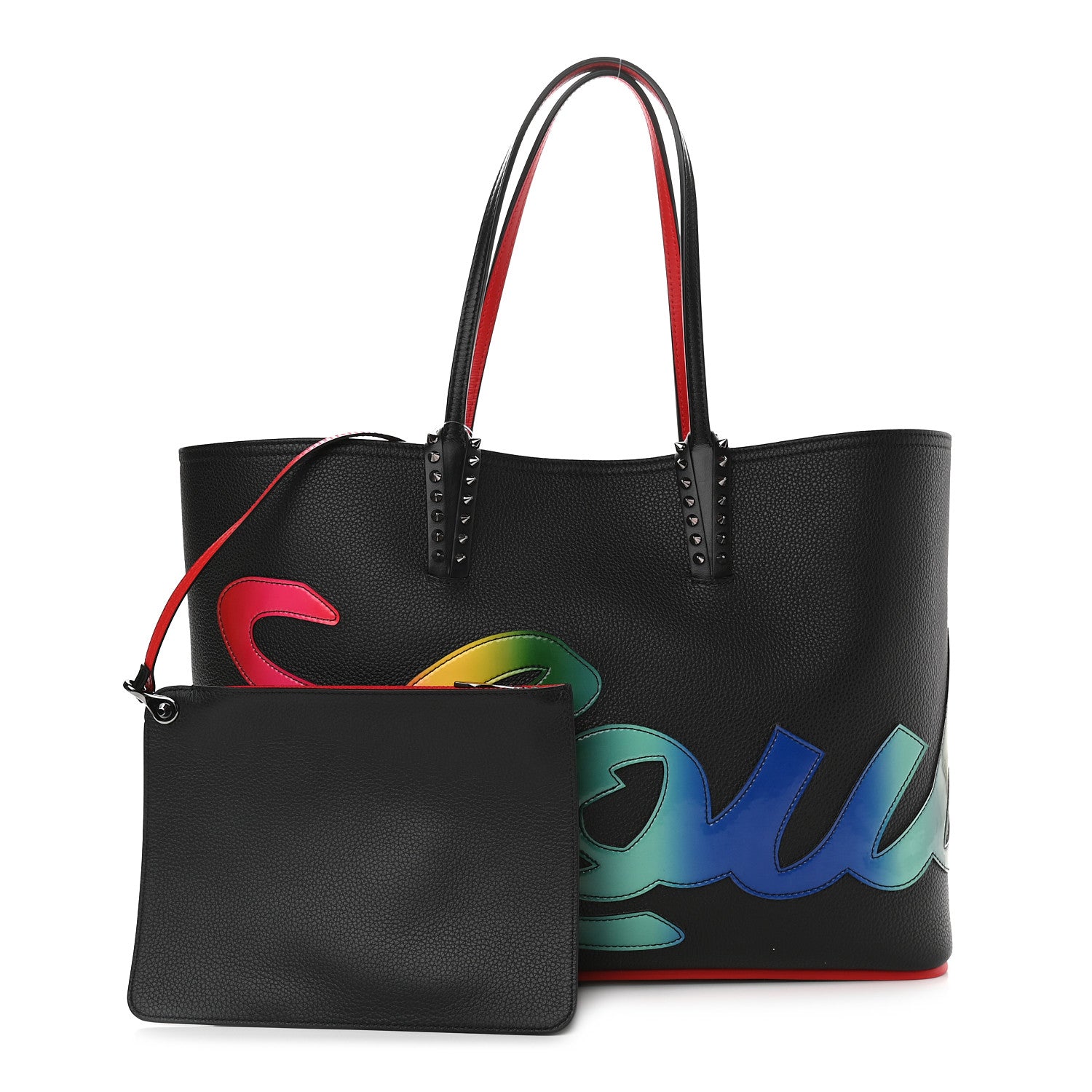 Christian Louboutin Calfskin Patent Logo Spikes East West Cabata Tote Multicolor 1 of 10