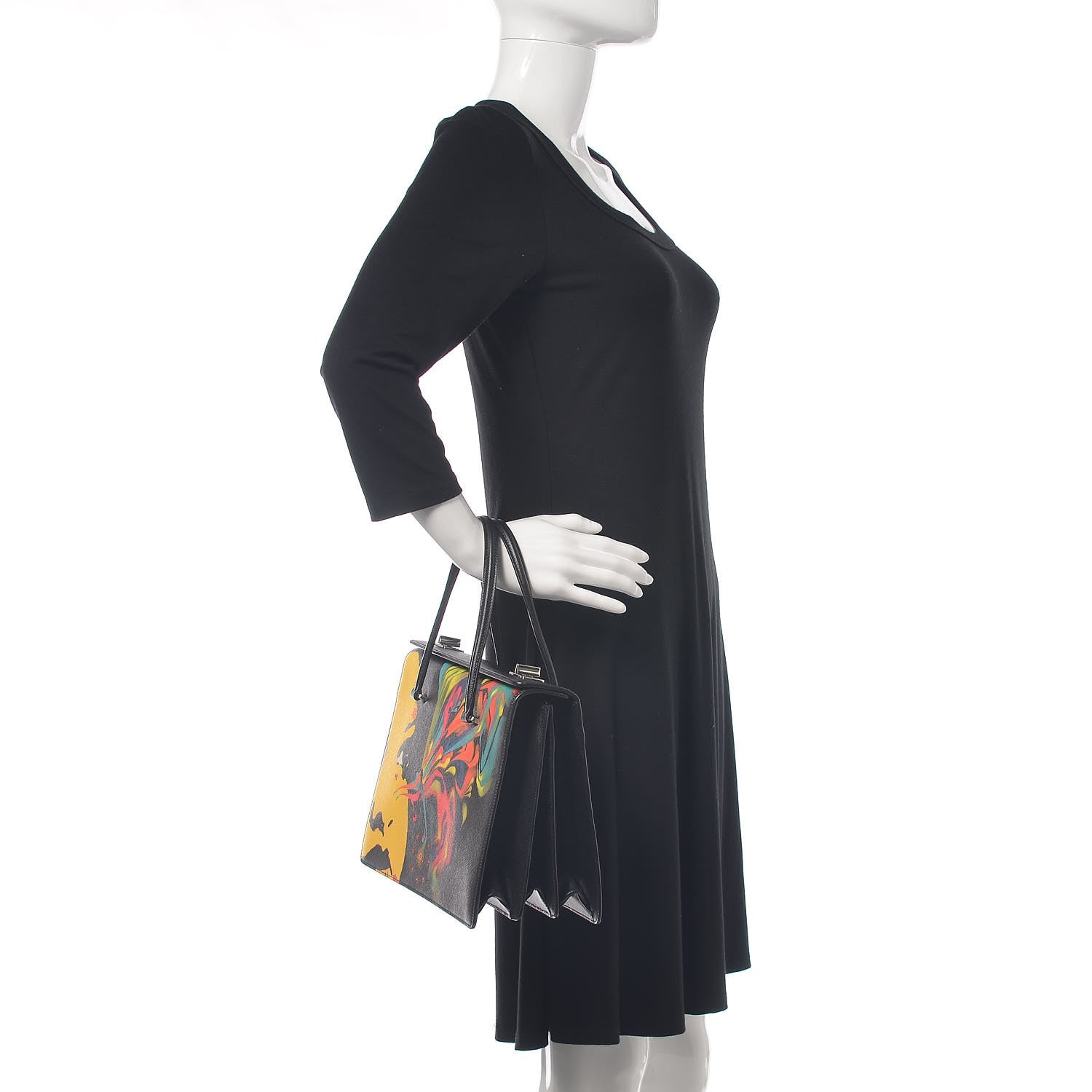 Prada Saffiano Girl Print Satchel Black Ginestra 2 of 10