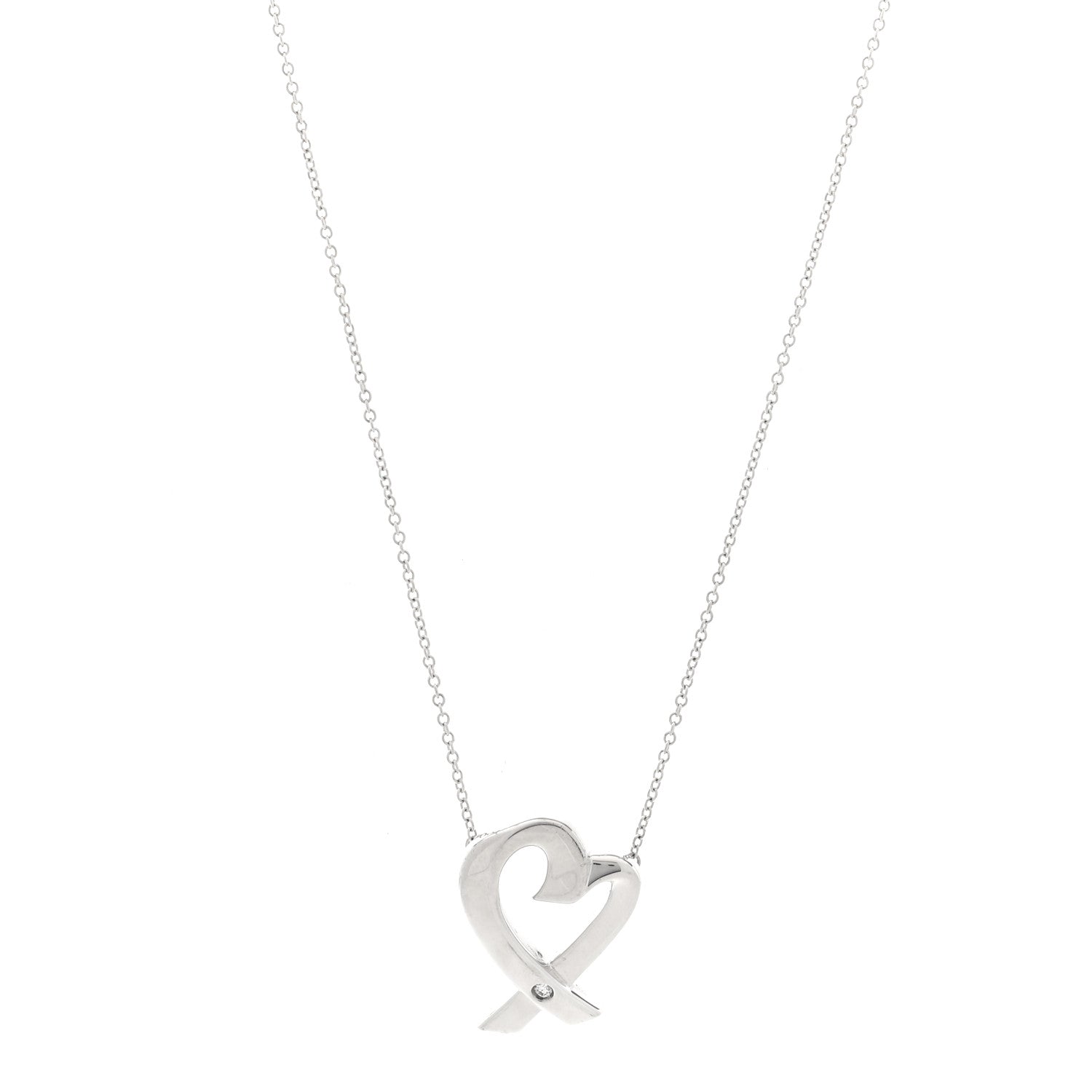 Tiffany Sterling Silver Diamond Paloma Picasso Loving Heart Necklace 1 of 6