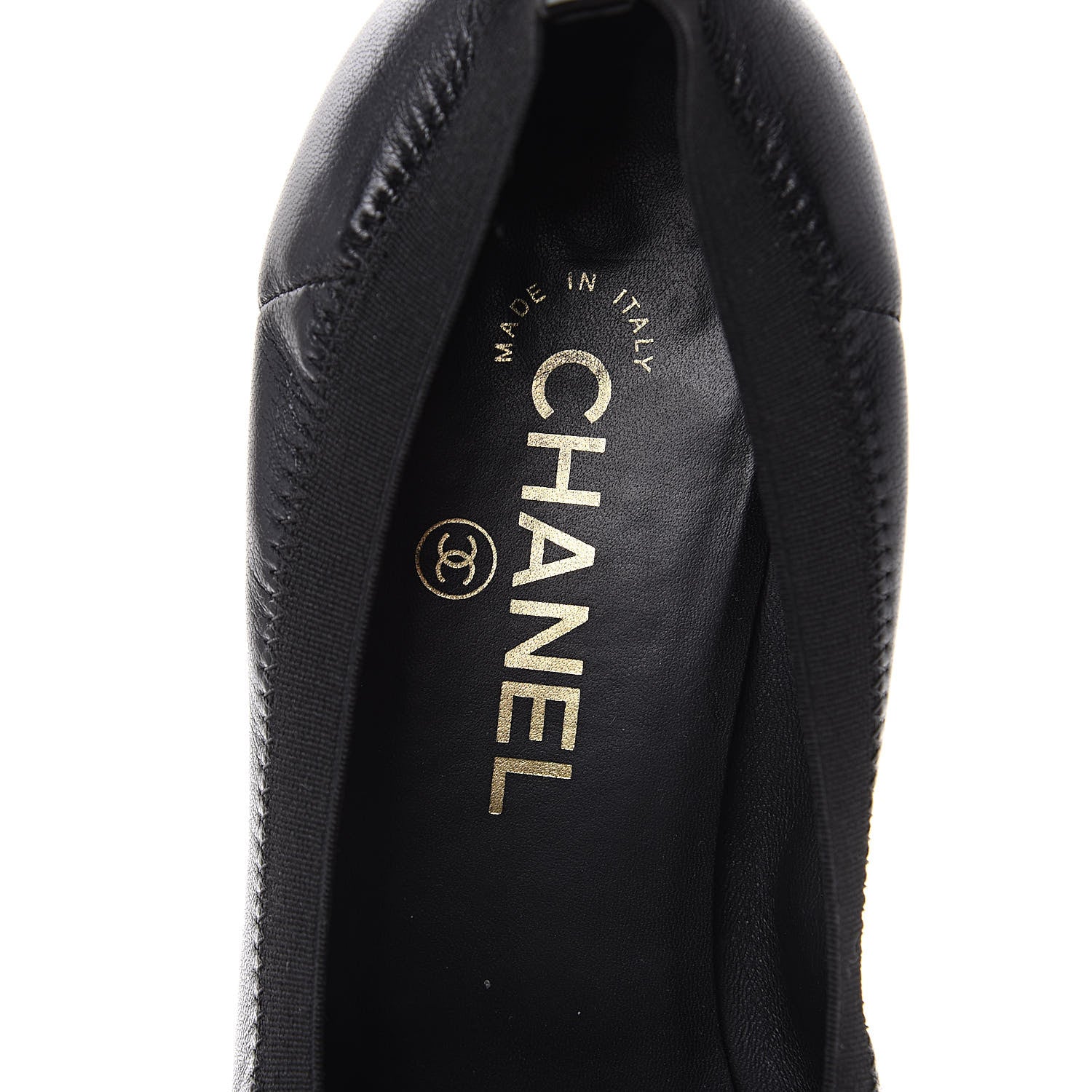 Chanel Lambskin Patent CC Elastic Cap Toe Ballerina Pumps 39.5 Black 8 of 11