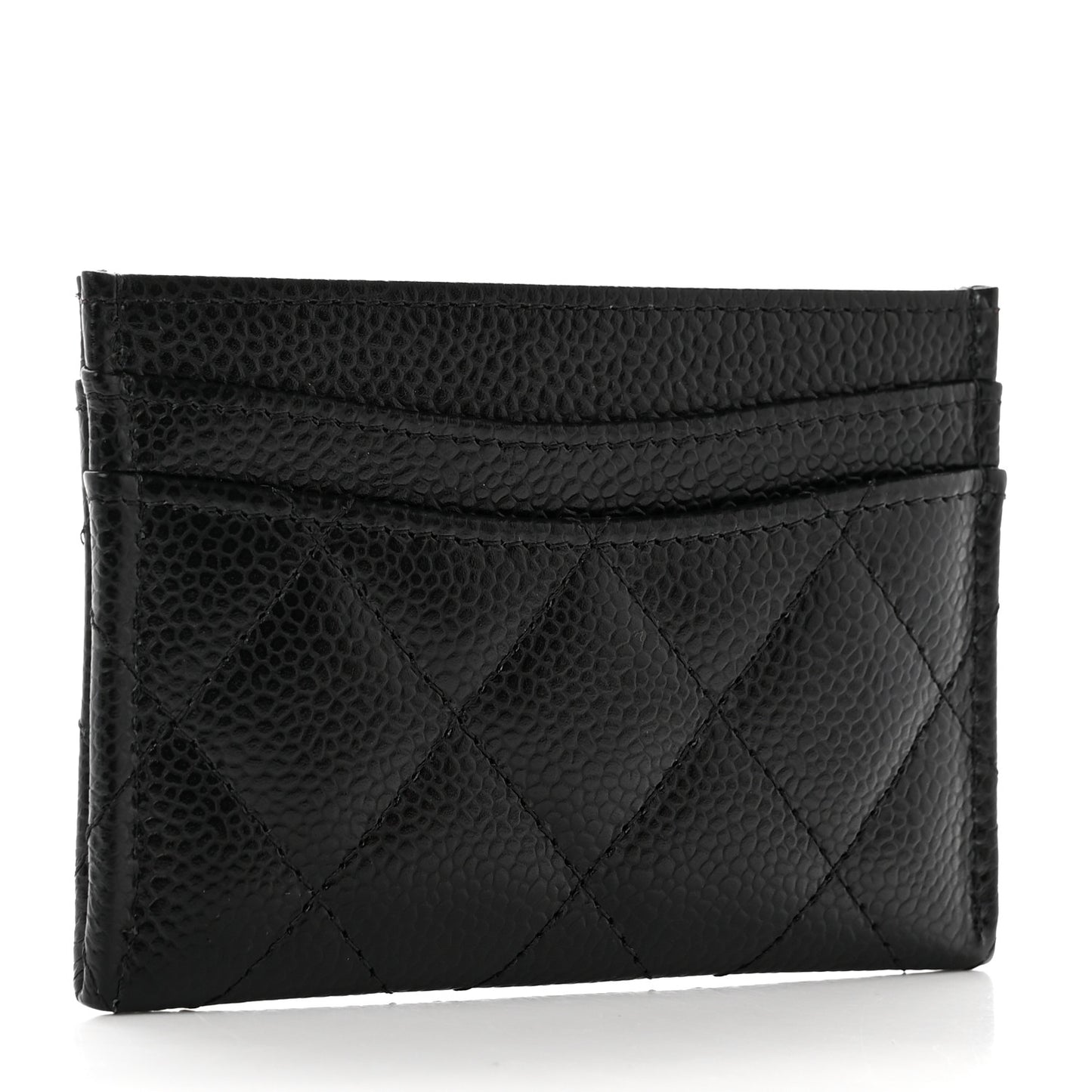Caviar Quilted Card Holder Black