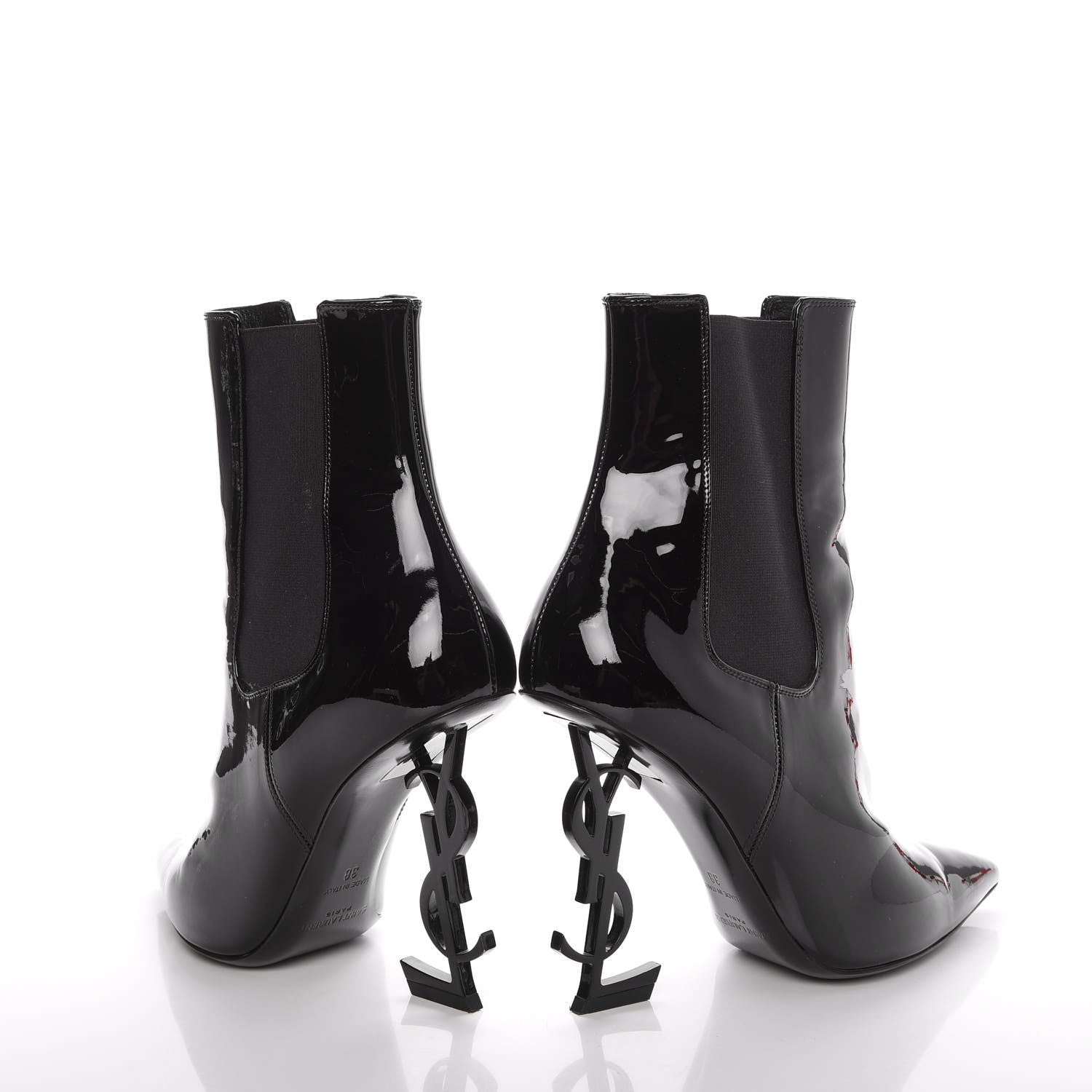 Saint Laurent Patent Opyum Booties 38 Black 5 of 12