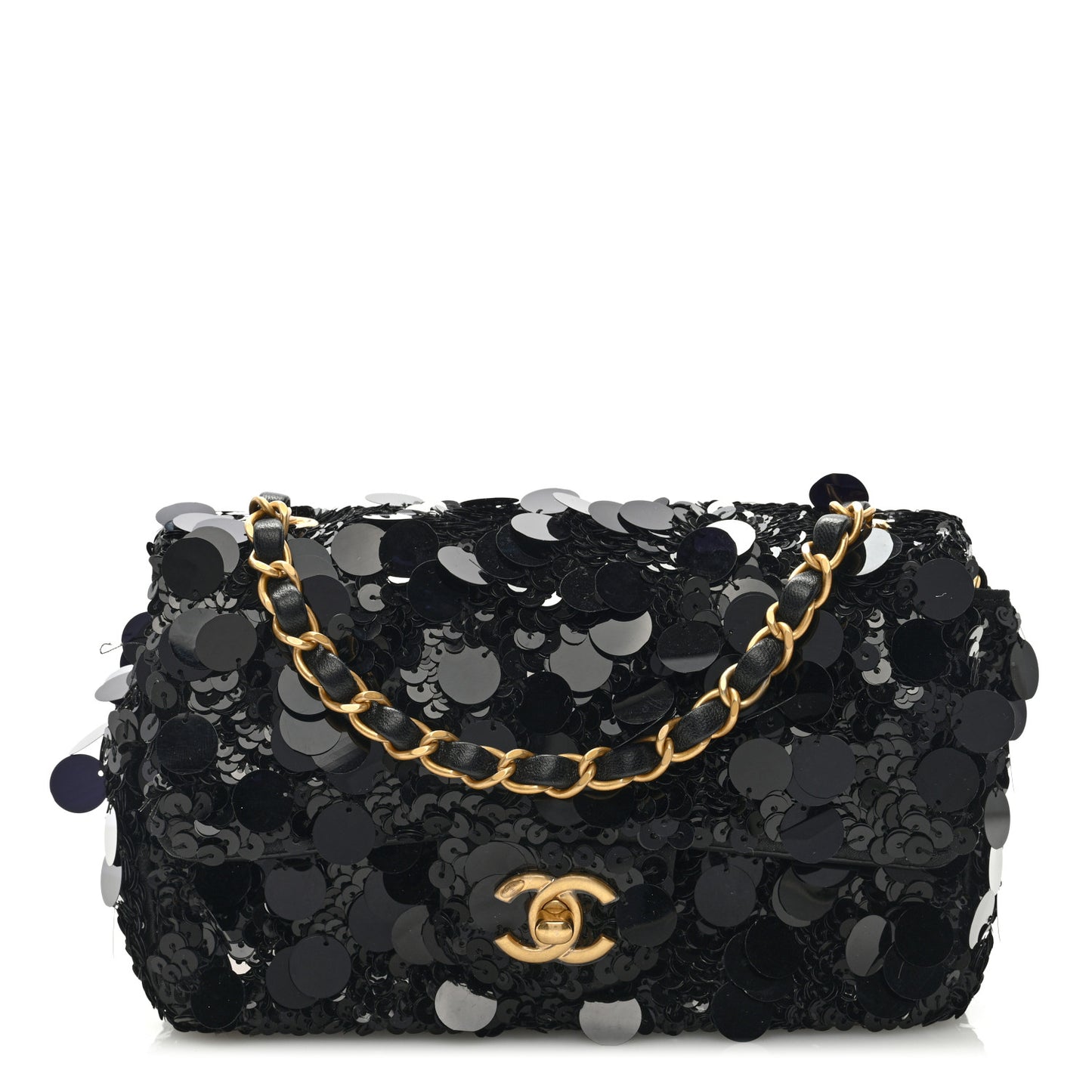 Sequin Mini Rectangular Flap Black