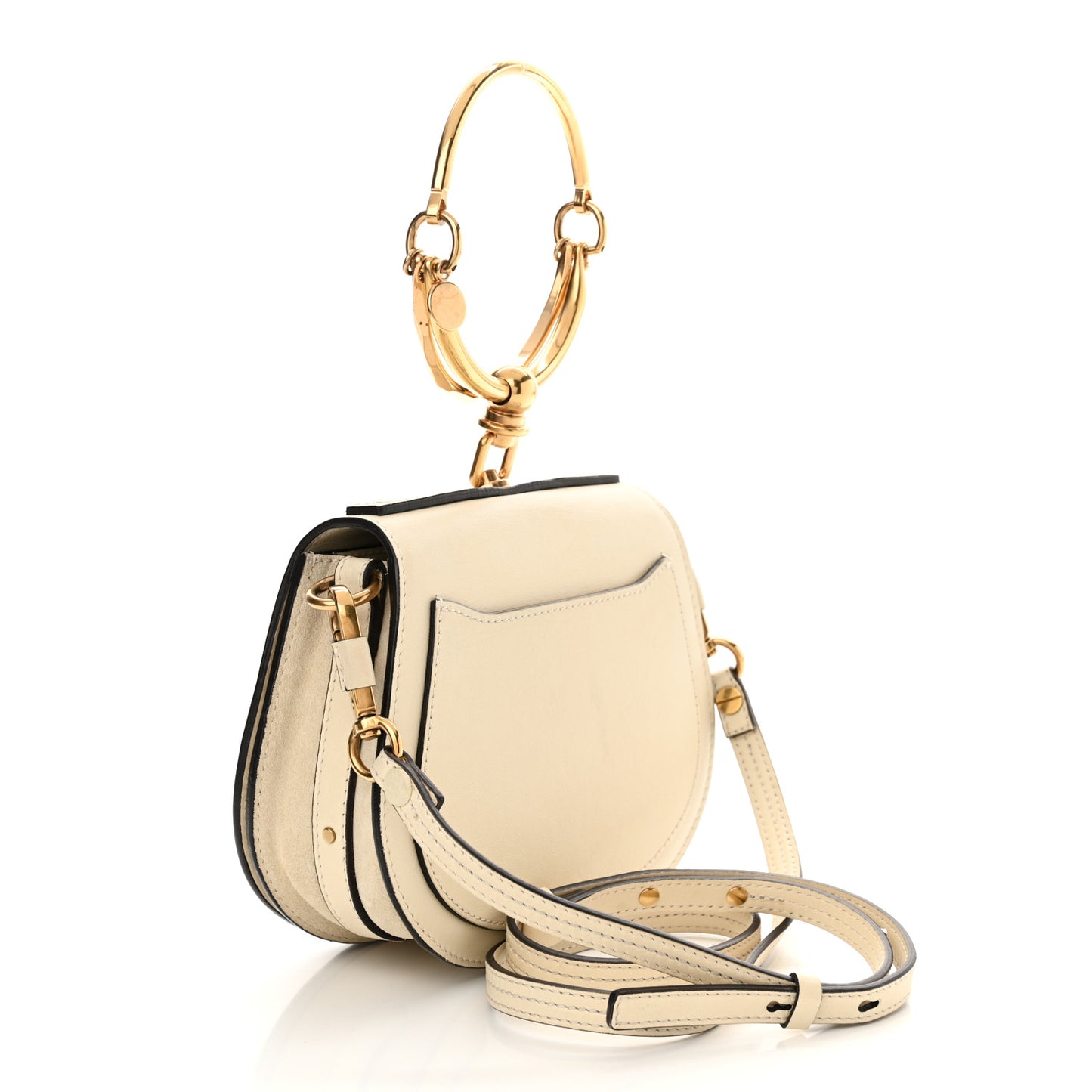 Calfskin Suede Small Nile Bracelet Bag Off White