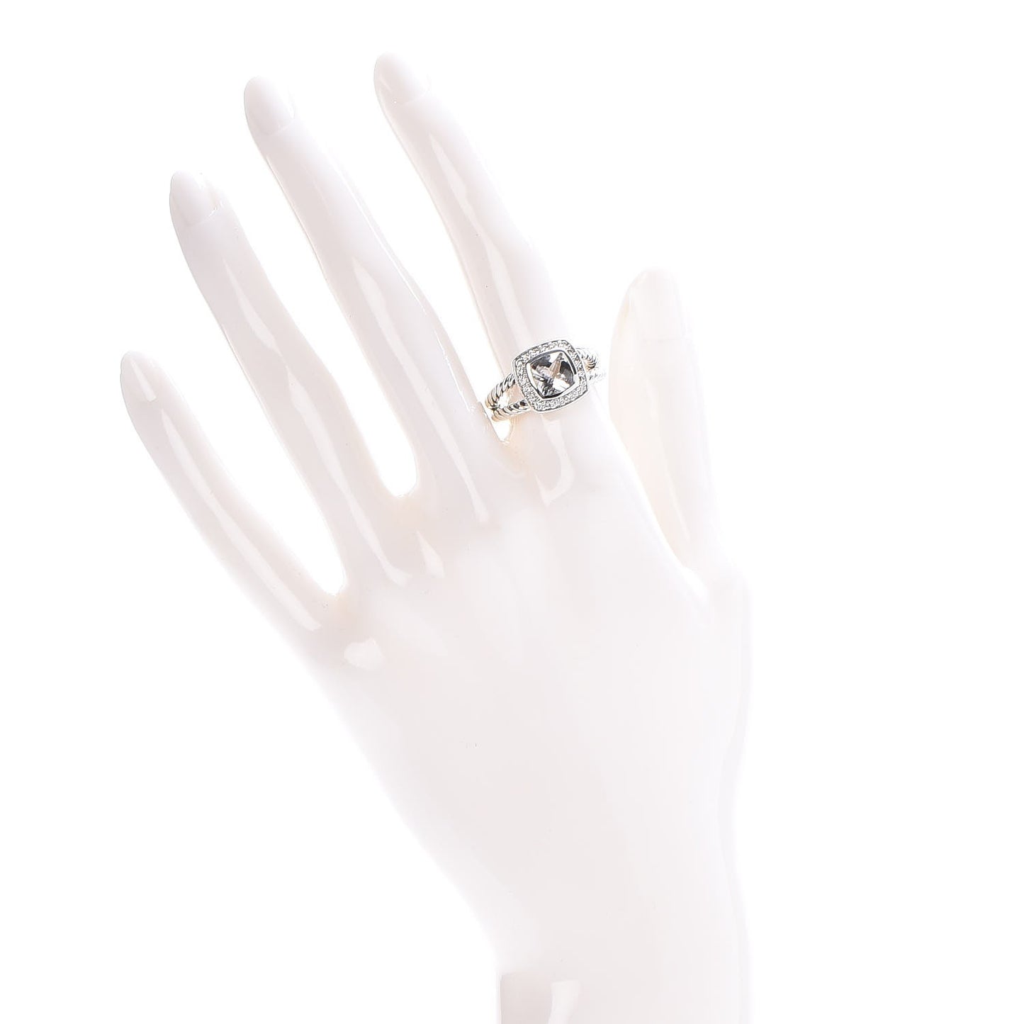 Sterling Silver Diamond White Topaz 7mm Petite Albion Ring 52 6