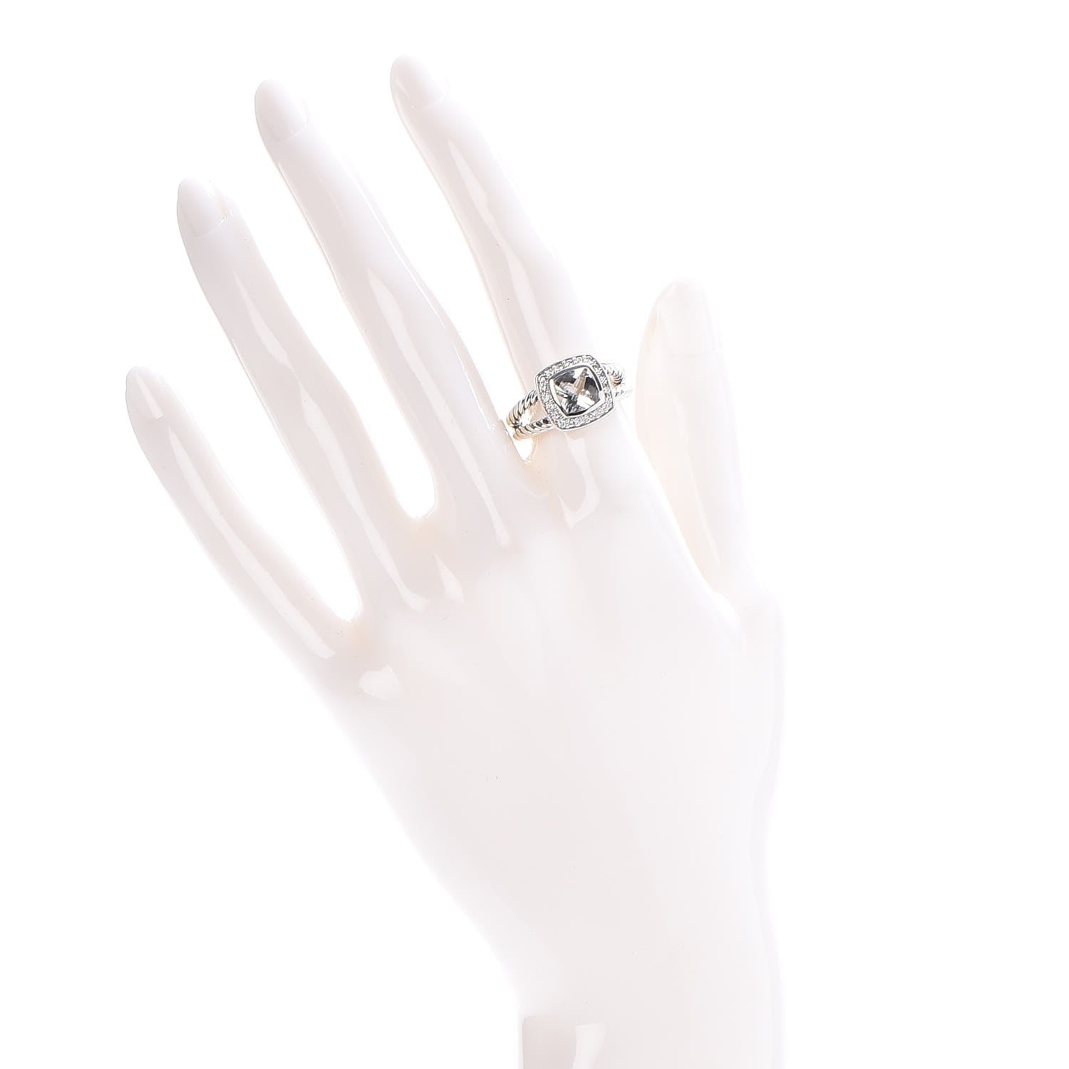 David Yurman Sterling Silver Diamond White Topaz 7mm Petite Albion Ring 52 6 2 of 5