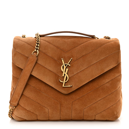 Saint Laurent Suede Calfskin Y Quilted Monogram Small Loulou Chain Satchel Cinnamon 1 of 17