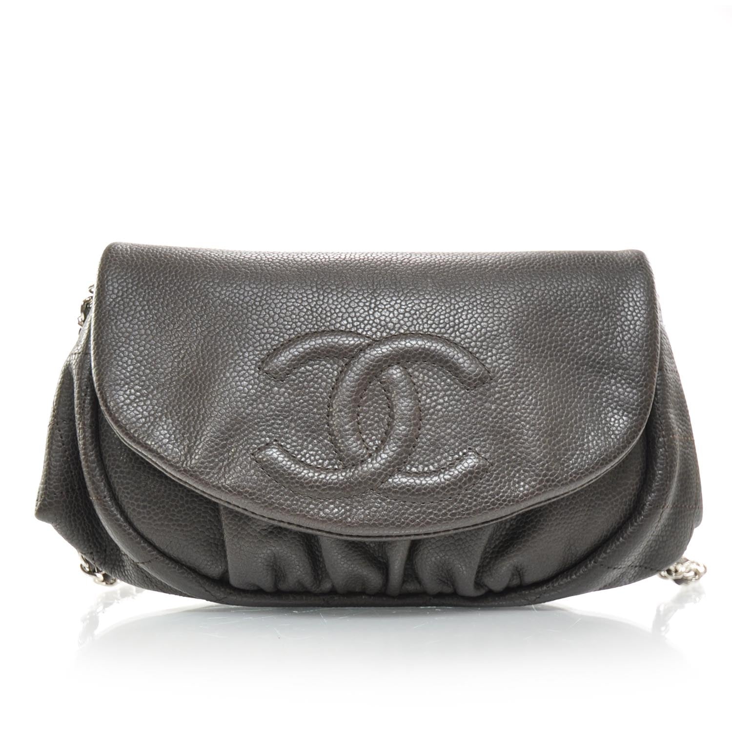Chanel Caviar Half Moon Wallet On Chain WOC Dark Brown 1 of 10