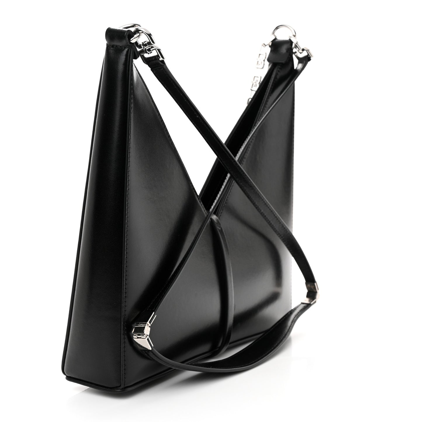 Box Calfskin Small Zipped Cut Out Shoulder Bag Black