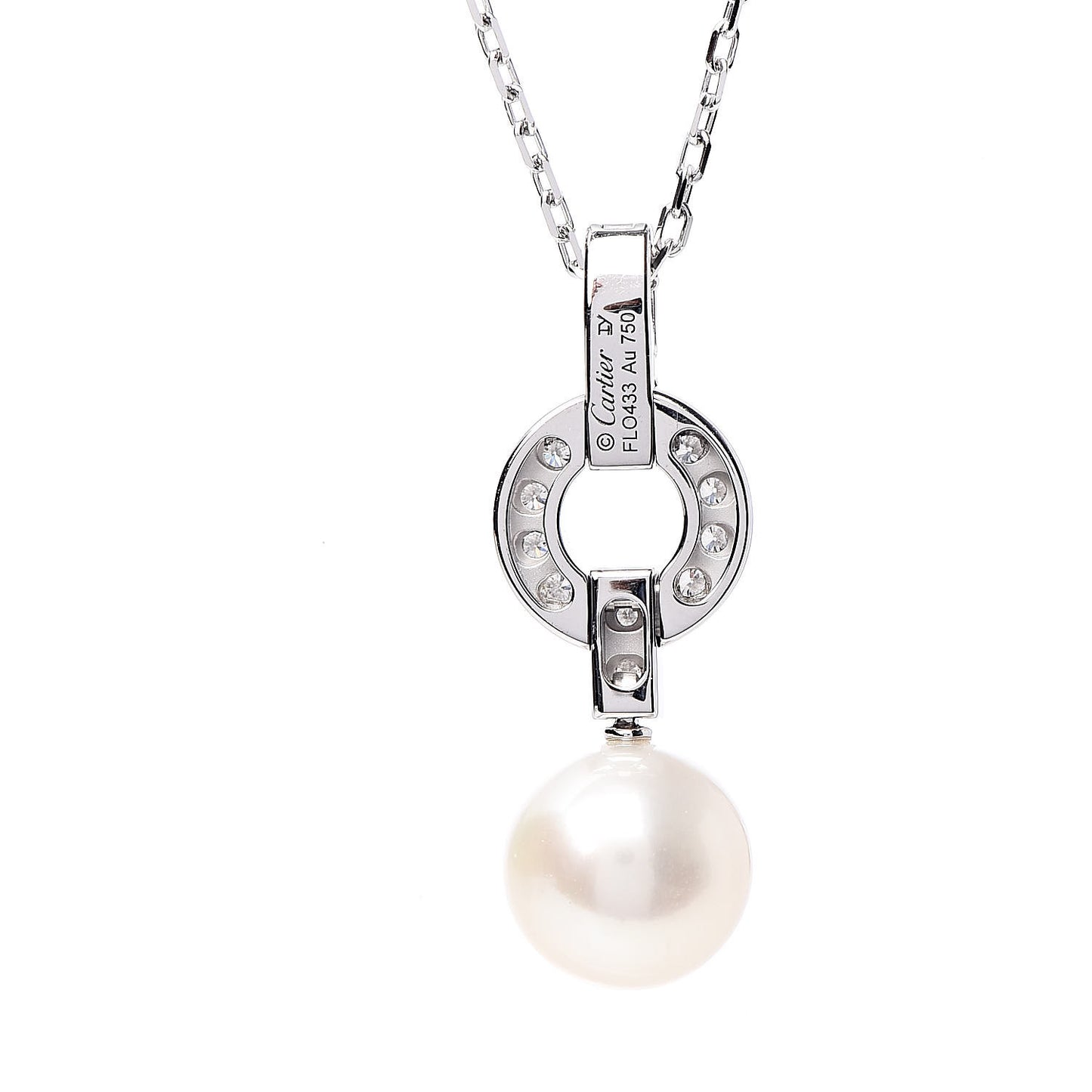 18K White Gold Diamond Pearl Himalia Pendant Necklace