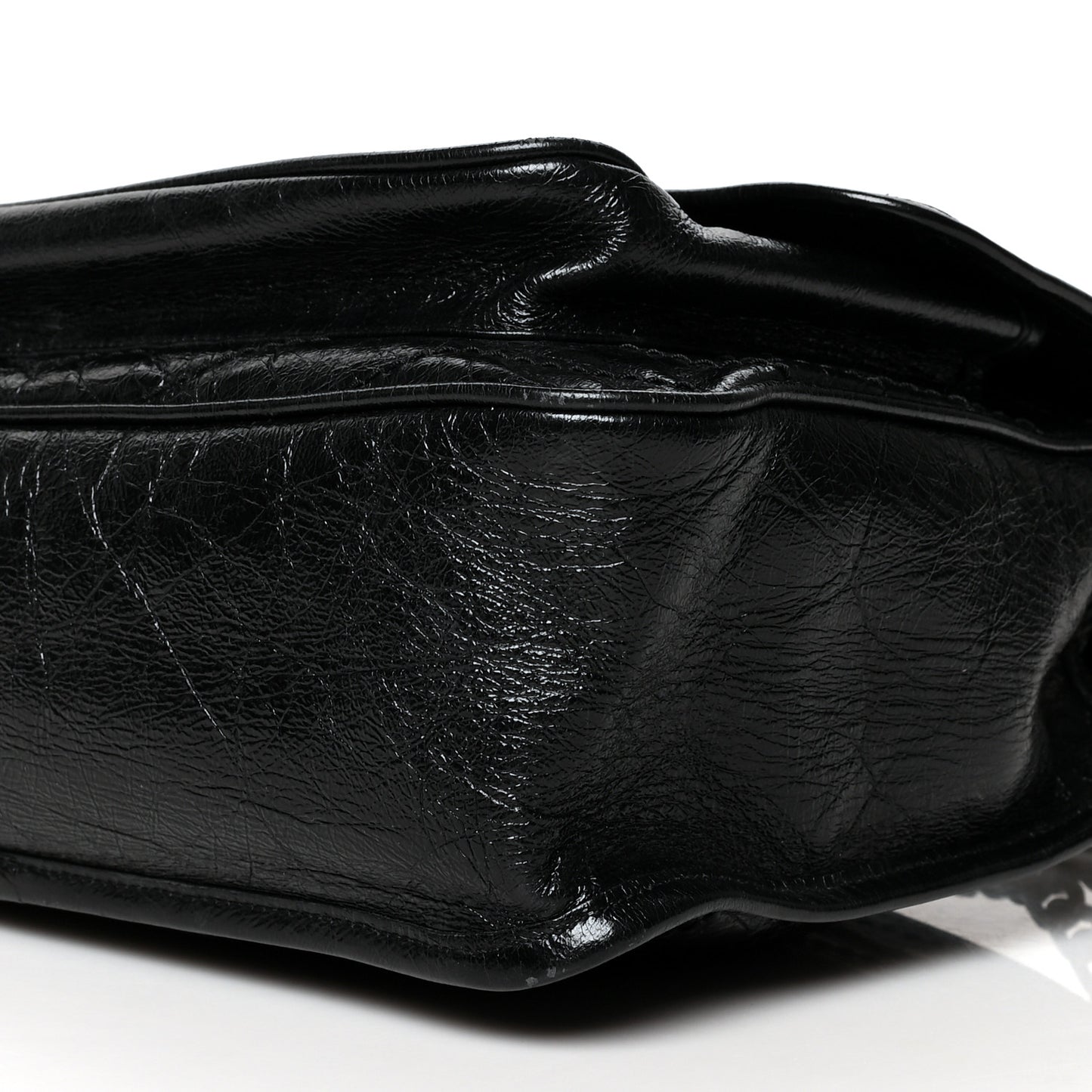 Crinkled Calfskin Matelasse Monogram Medium Niki Chain Satchel Black
