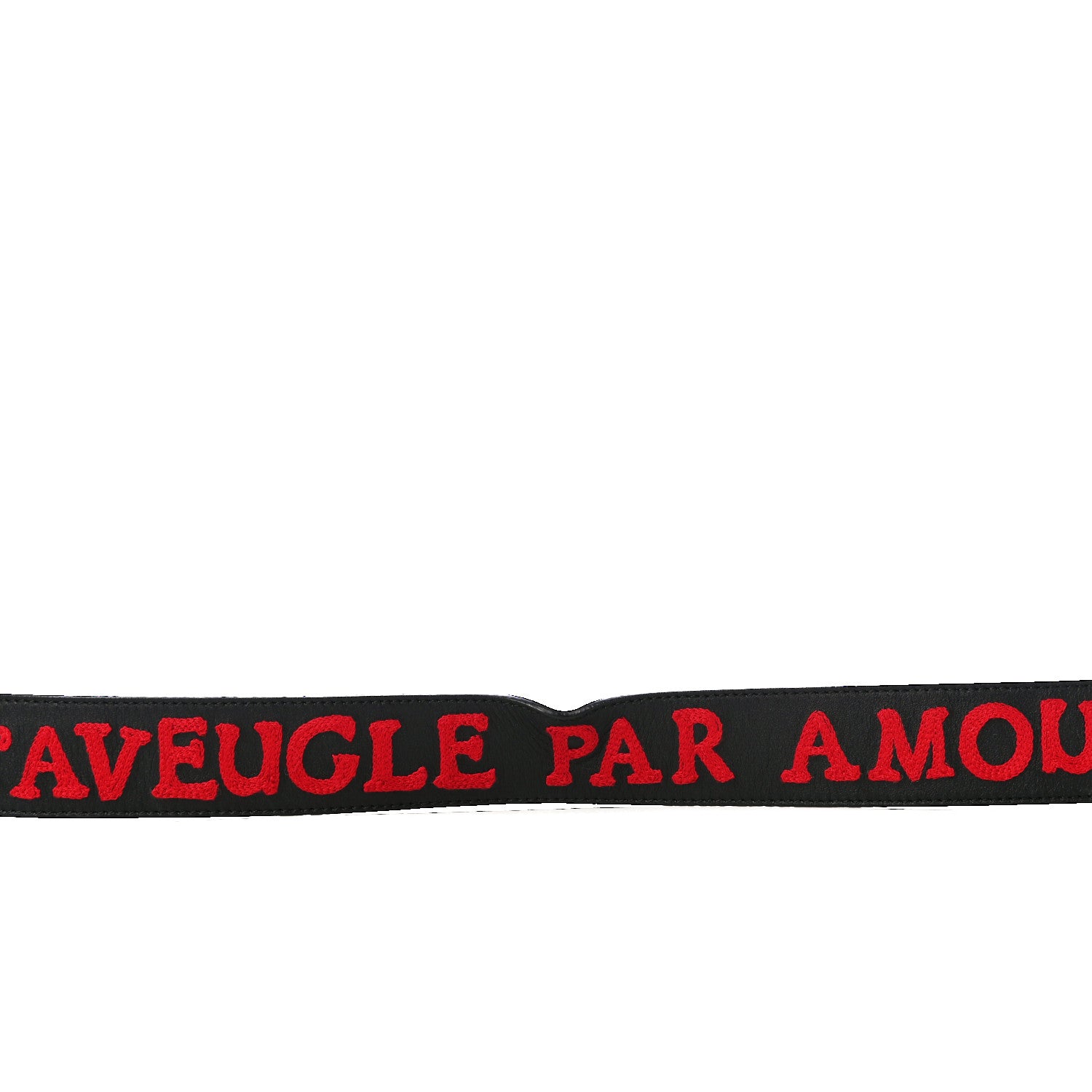 Gucci Calfskin L'Aveugle Par Amour Embroidered Double G 40mm Belt 75 30 Black Red 6 of 9