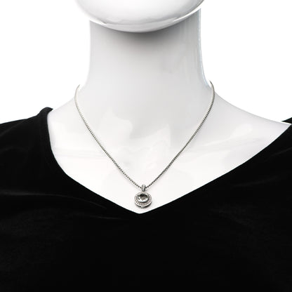 David Yurman Sterling Silver Diamond Prasiolite 8mm Petite Cerise Pendant Necklace 2 of 4
