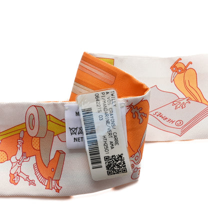 Hermes Silk A Vos Crayons Twilly Manderine Vert Amande 3 of 3