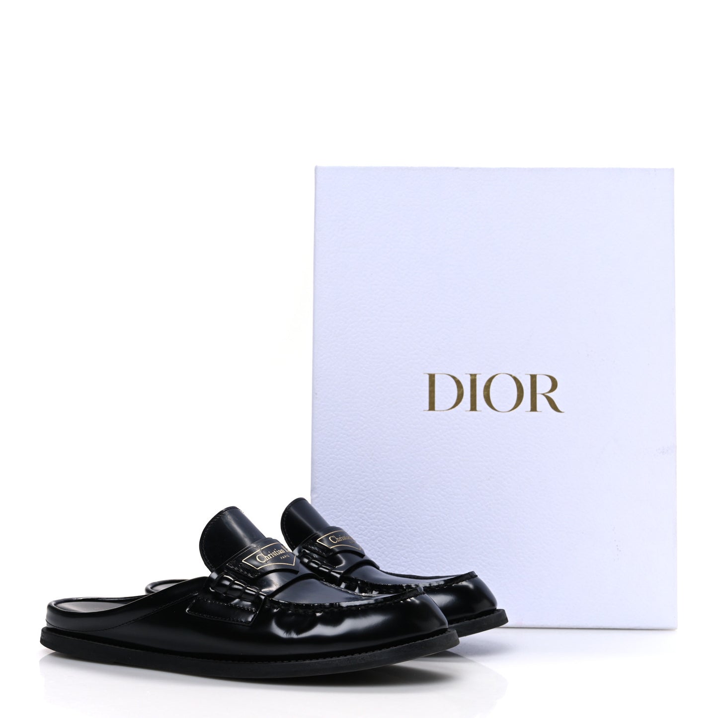 Brushed Calfskin Boy Loafer Mule 36 Black