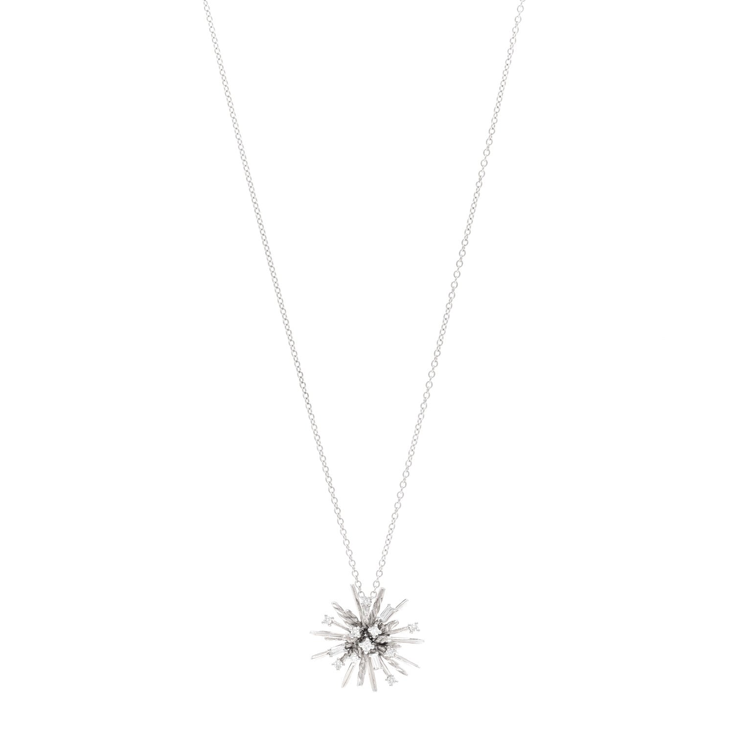 David Yurman 18K White Gold Diamond Small Supernova Pendant Necklace 1 of 4