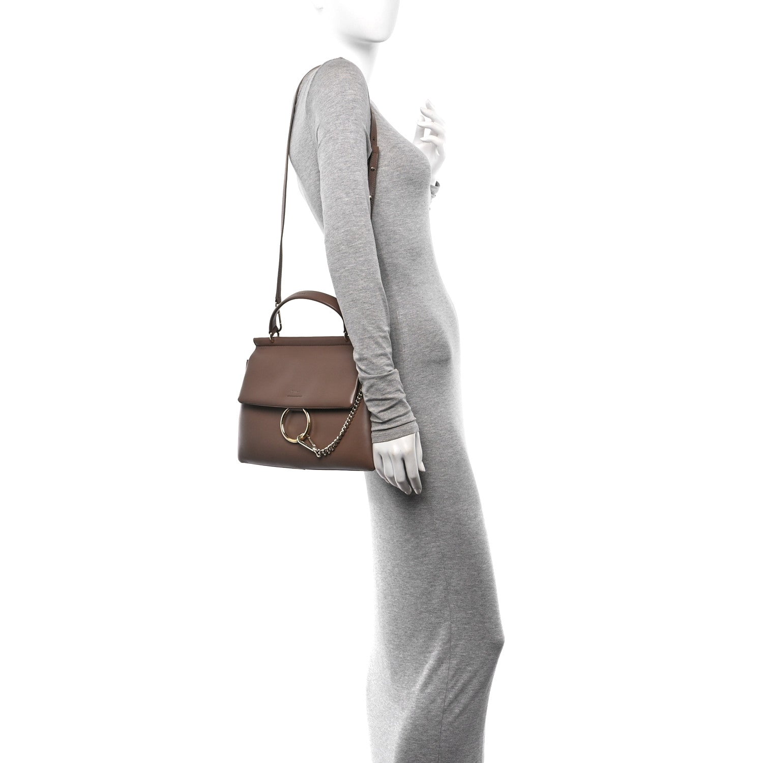Chloe Calfskin Medium Faye Top Handle Bag Desert Taupe 2 of 12