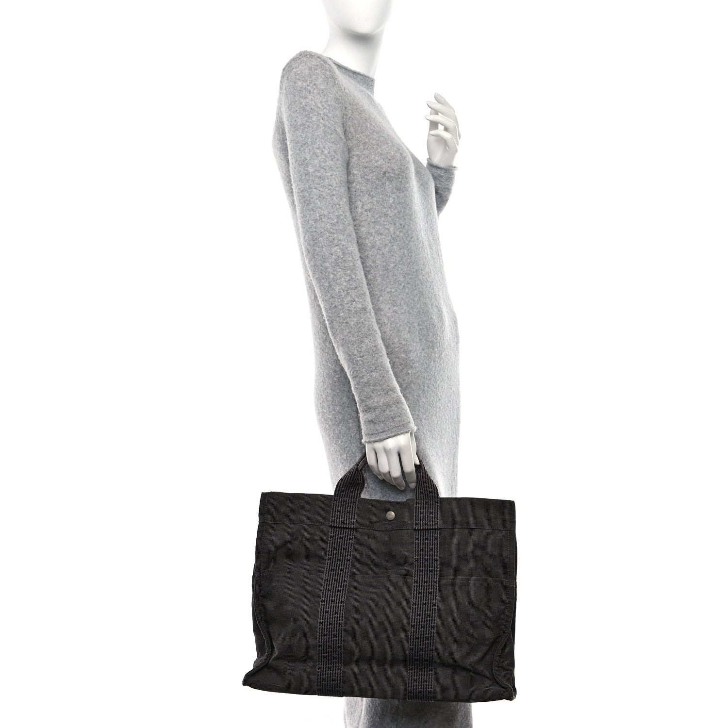 Hermes Canvas Herline Tote GM Grey 2 of 7