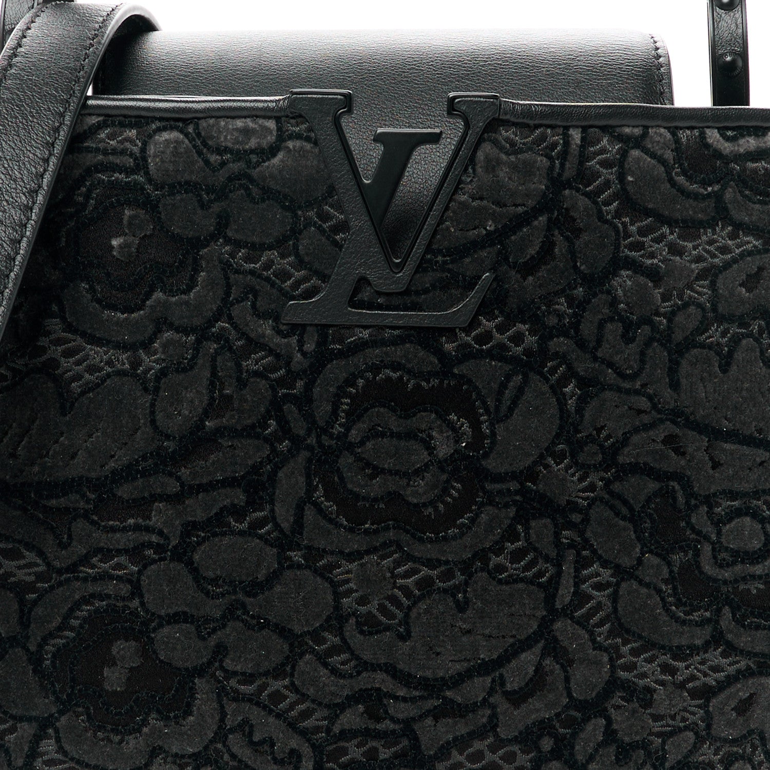 Louis Vuitton Velvet Dentelle Embroidery Capucines BB Black 7 of 9