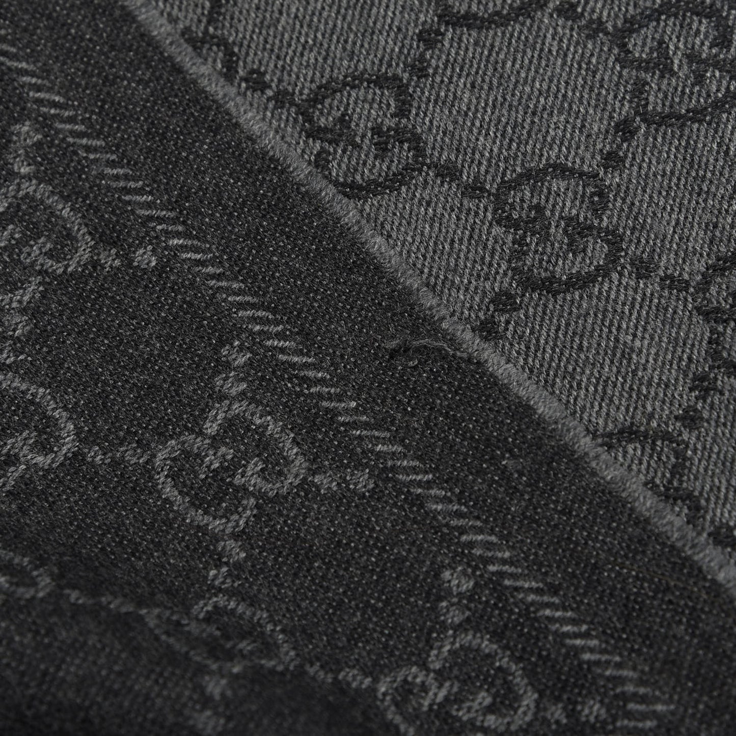 Wool Monogram Fringe Scarf Anthracite Black