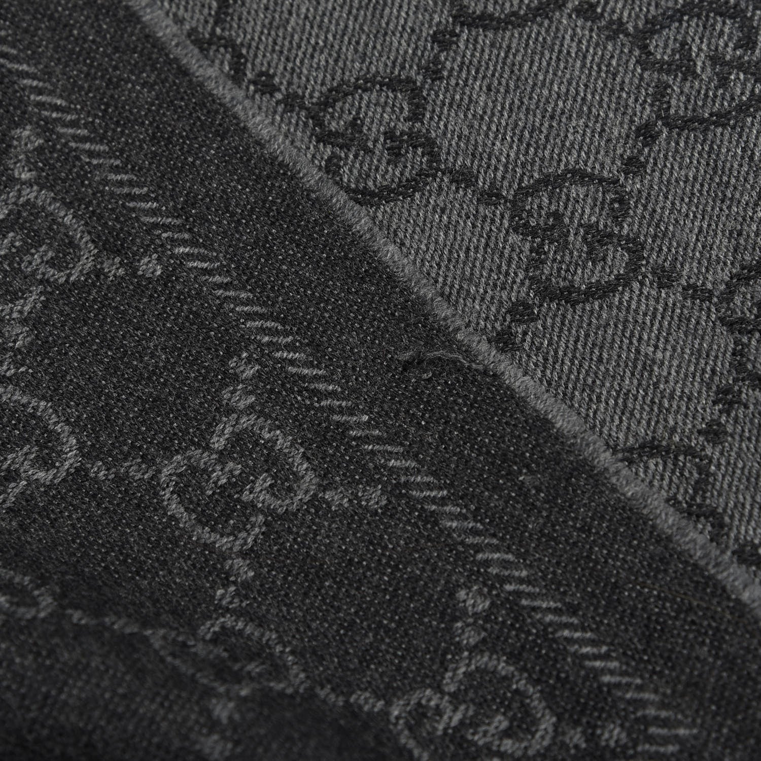 Gucci Wool Monogram Fringe Scarf Anthracite Black 3 of 3
