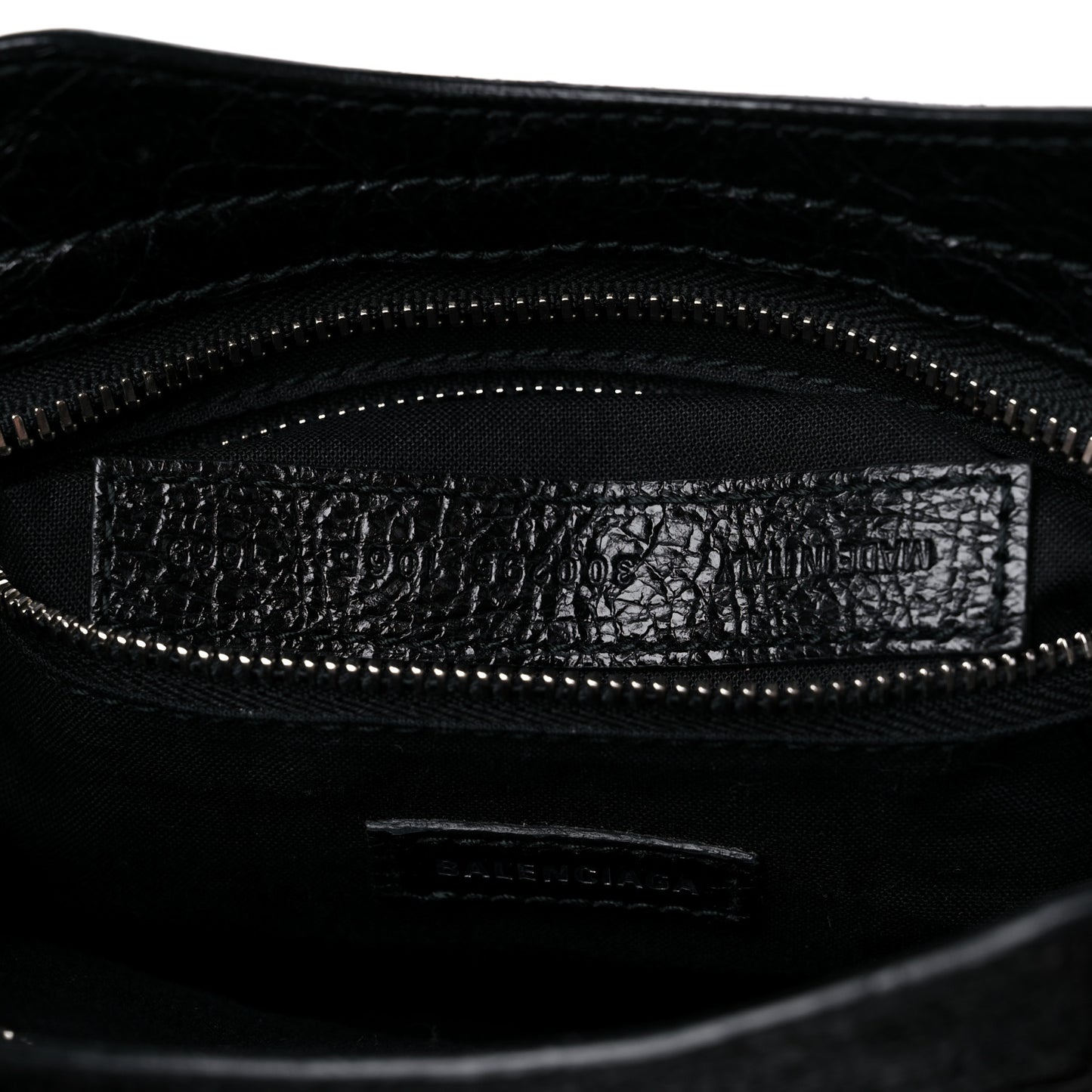Agneau Classic Silver Hardware City Logo Strap Black Red