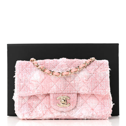 Chanel Tweed Quilted Mini Rectangular Flap Light Pink White 11 of 11