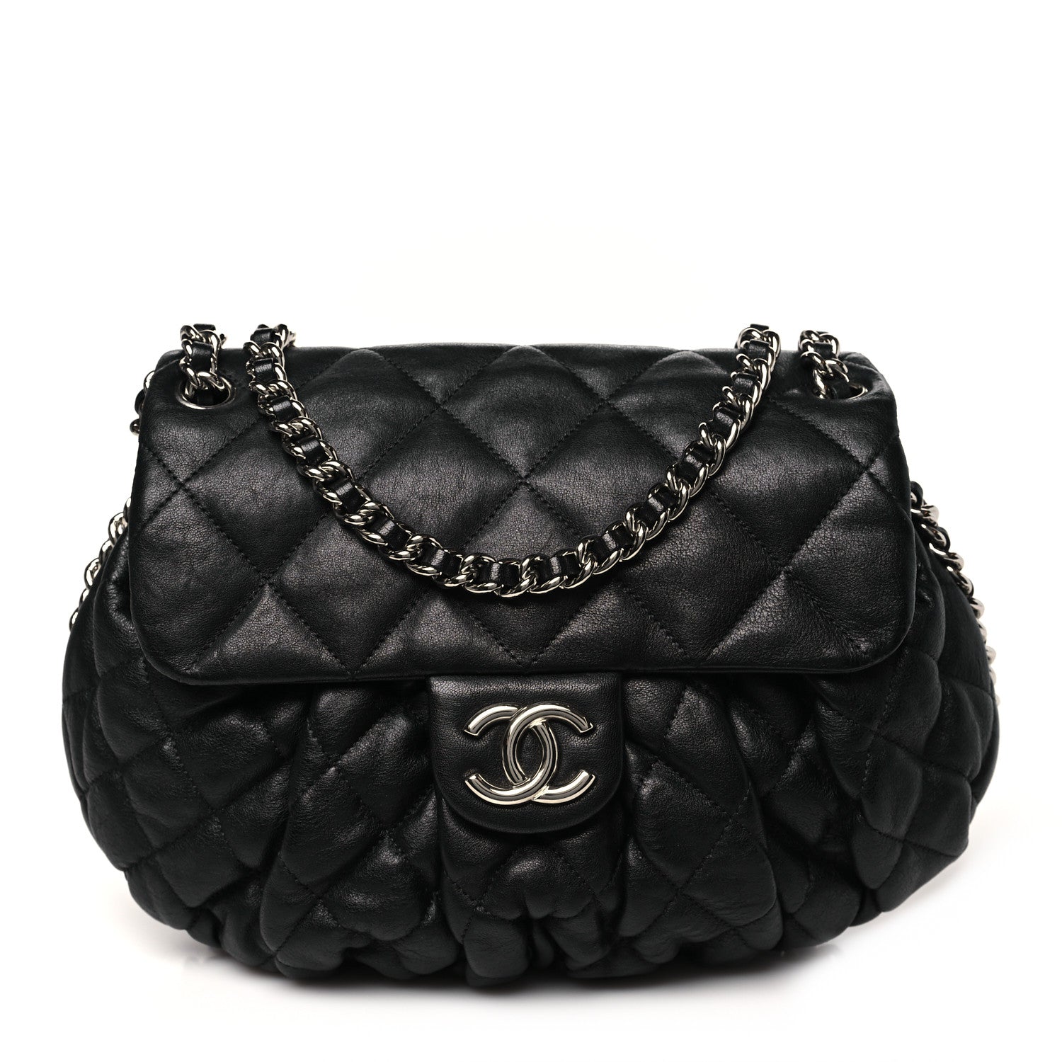Chanel Washed Lambskin Quilted Large Chain Around Flap Black 1 of 10