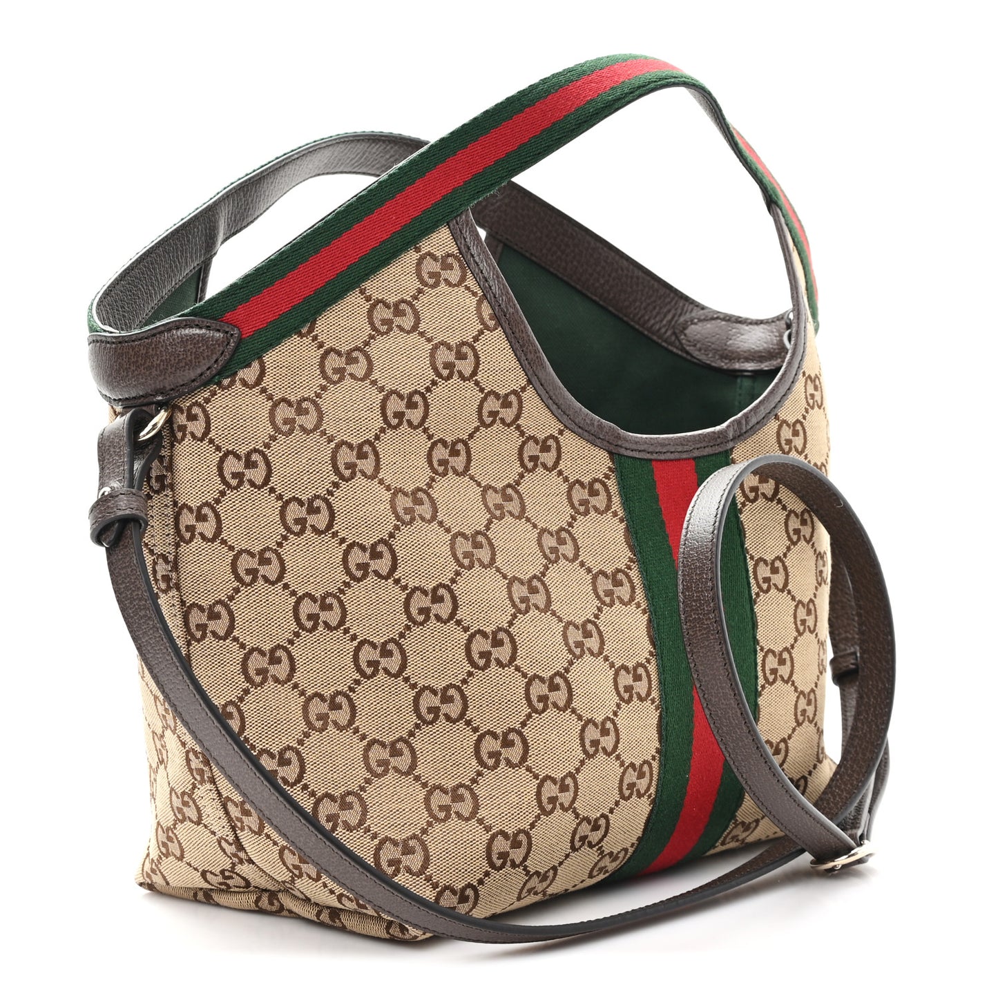 Monogram Web Small Giglio Tote Bag Beige Dark Brown