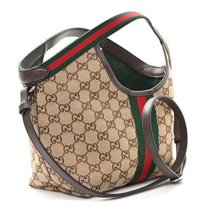 Gucci Monogram Web Small Giglio Tote Bag Beige Dark Brown 3 of 10