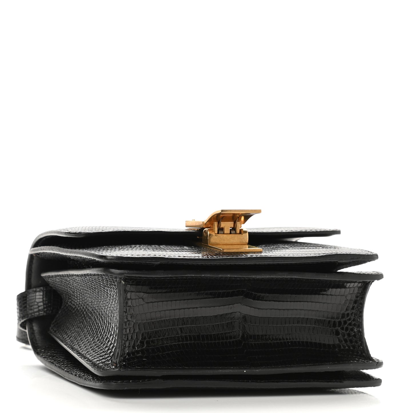 Lizard Small Classic Box Flap Bag Black